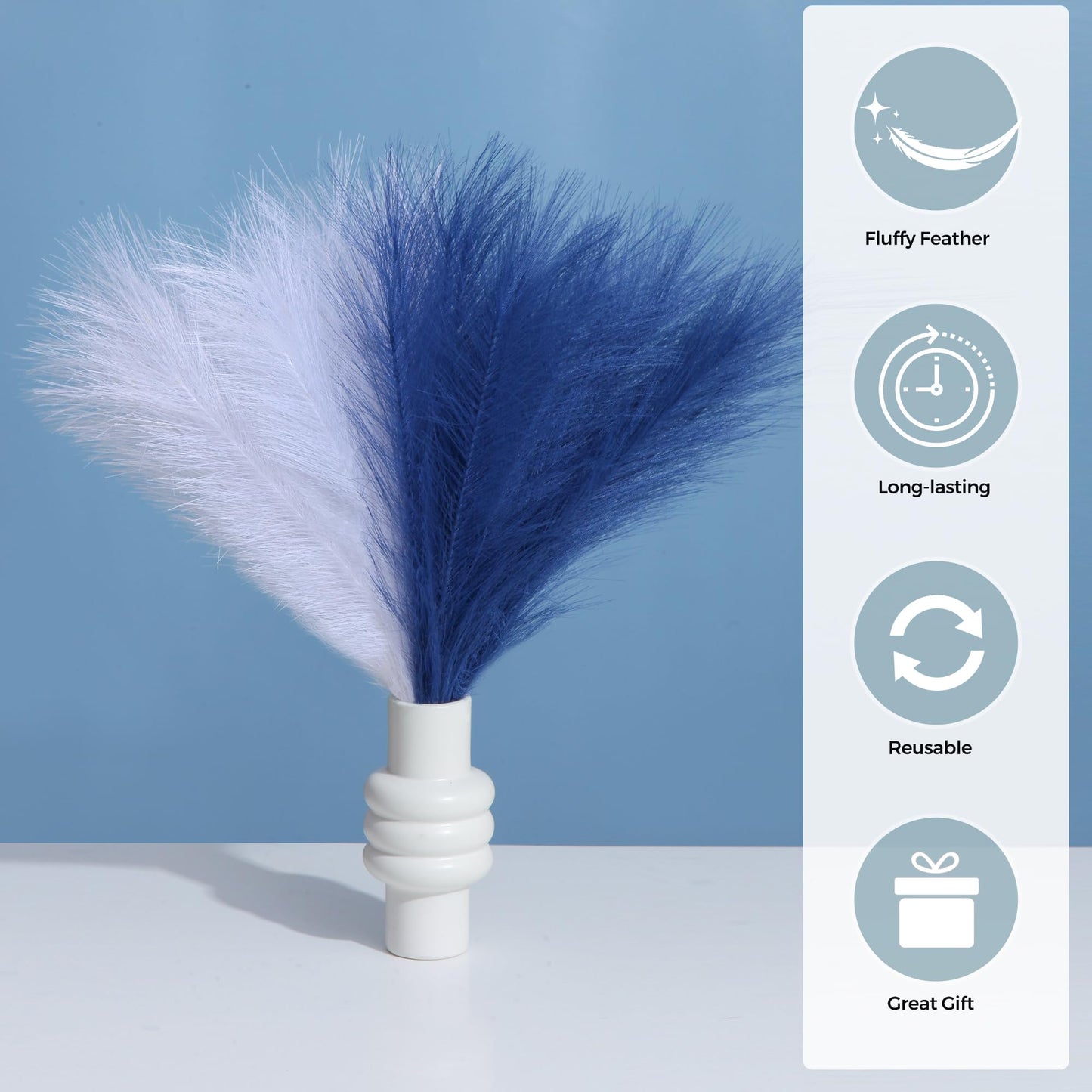 Black Pampas Grass Decor, 17.7 Inch 6pcs for Home Wedding Party, Small Vase | Artificial Pampas Grass in Fluffy Grey and White Short Stems, Durable No Shedding, Vase Filler for Table Centerpieces BST202