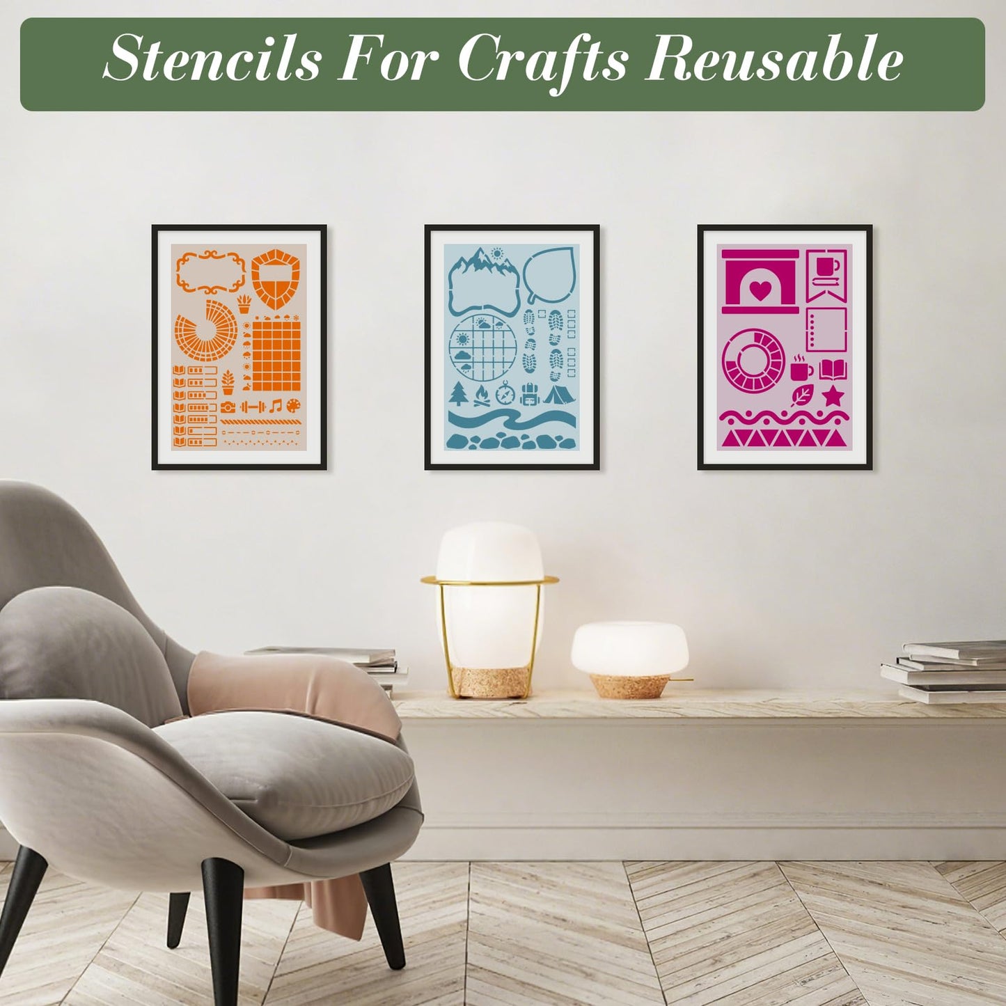 Letter Stencils for Crafts Reusable 42Pcs Number Stencils(5 Inch Font) | DIY Art Painting Stencil Furniture Decor Kit for Wood Embroidery Wall Silk Screen Journaling BST202