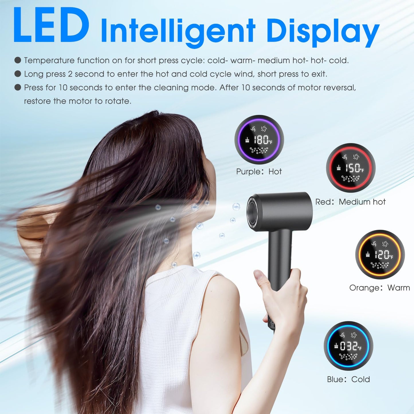 KARFUN Hair Dryer, 110000 RPM High-Speed Brushless Motor Fast Drying Blow Dryer, 57dB Low Noise Hair Dryer for Home or Travel, 3 Temps & 2 Speeds (Black)