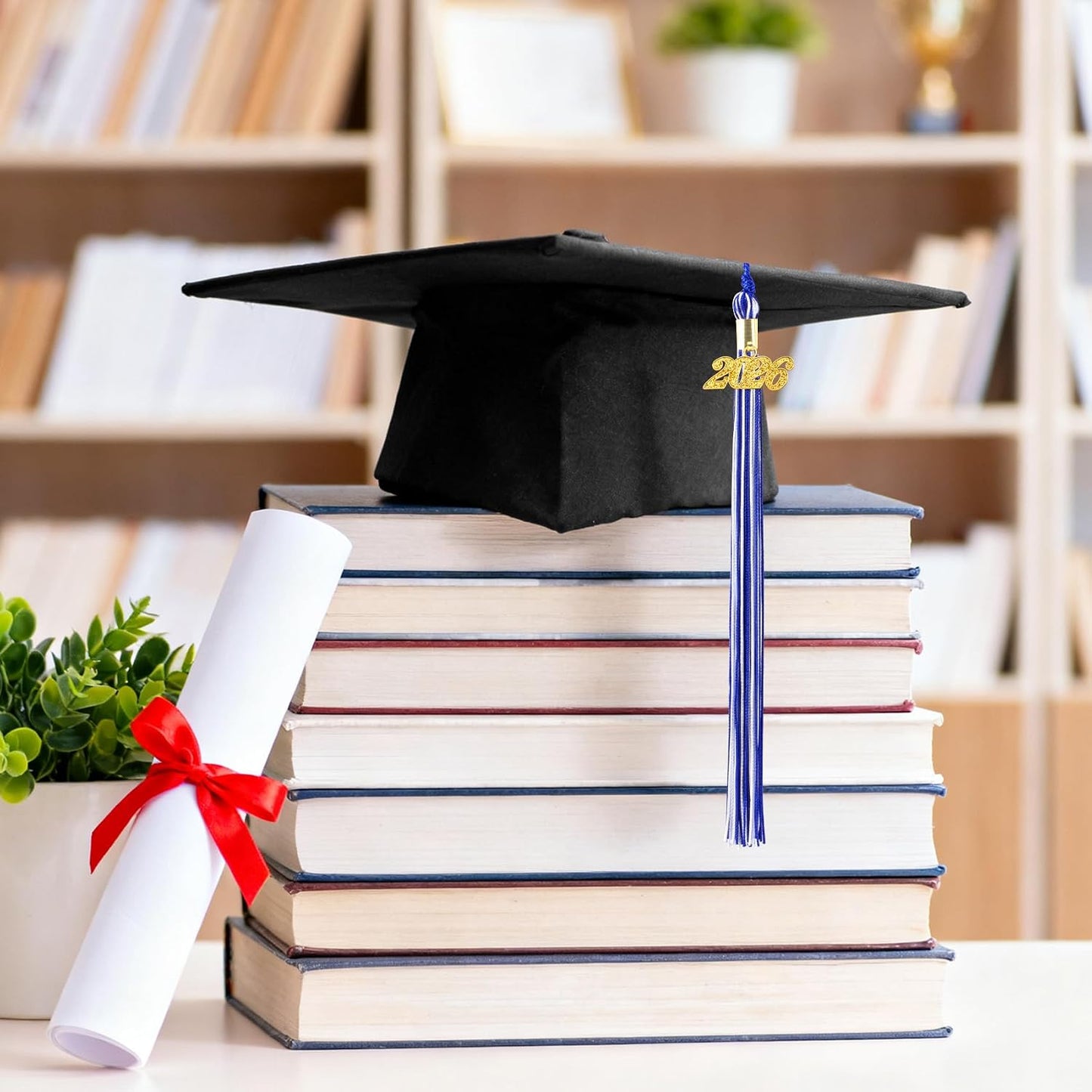 2026 Tassel Graduation, 2 Pcs Blue and White Graduation Tassel 2026, Graduations Tassels with 2026 Year Gold Charms for Grad Cap Hat Accessories Ceremonies Memorial Graduations Party Decorations BST326L