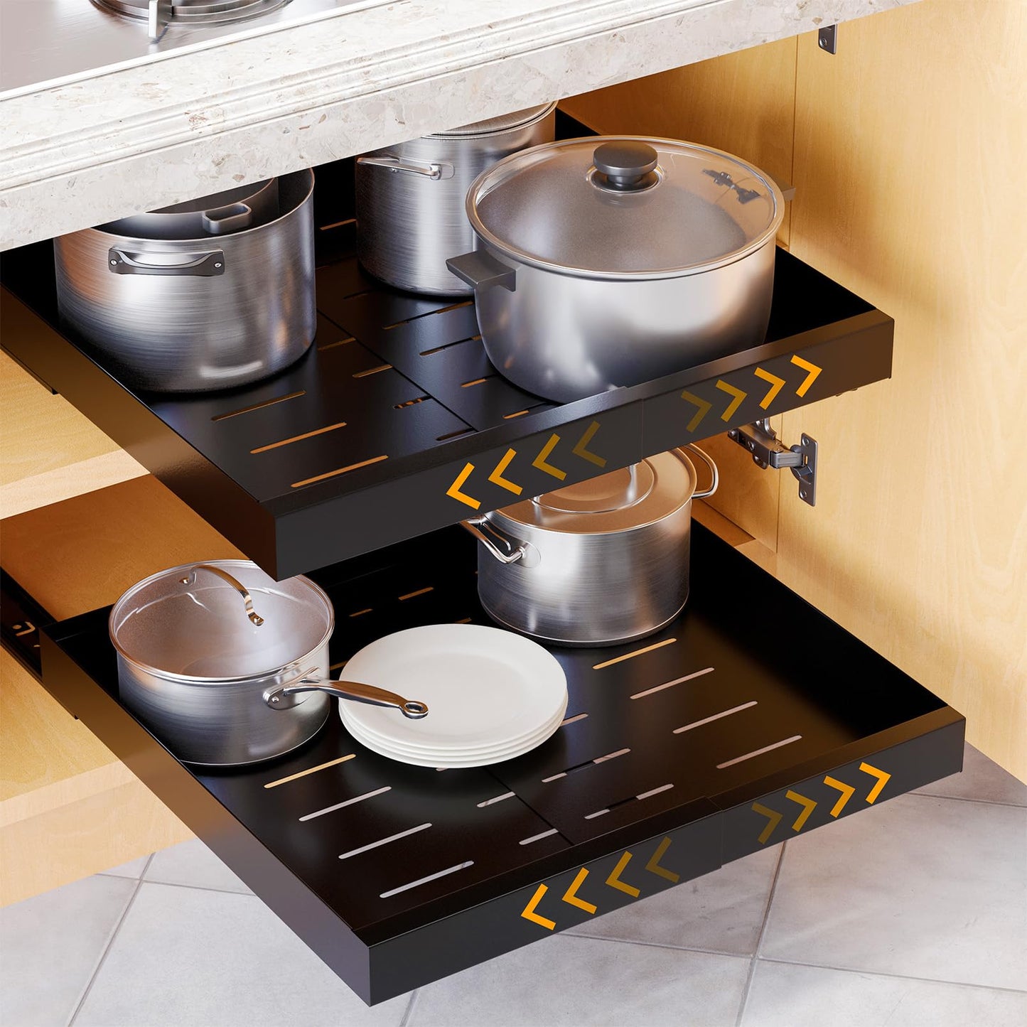 SpaceAid Pull Out Cabinet Organizer, 1 Pack Expandable 11.8"-19.6" (Need to Pull to Wide) N26