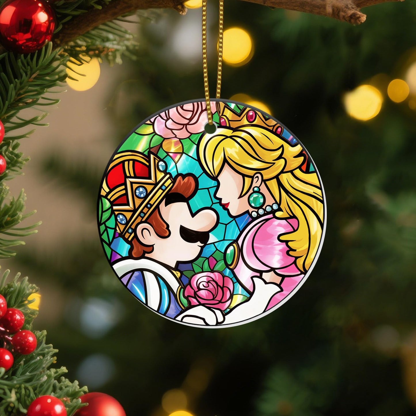 Stained Glass Snowy Owl Ornament – Artistic Ceramic Christmas Decoration for Bird Lovers, Holiday Keepsake Gift 2025 WN420