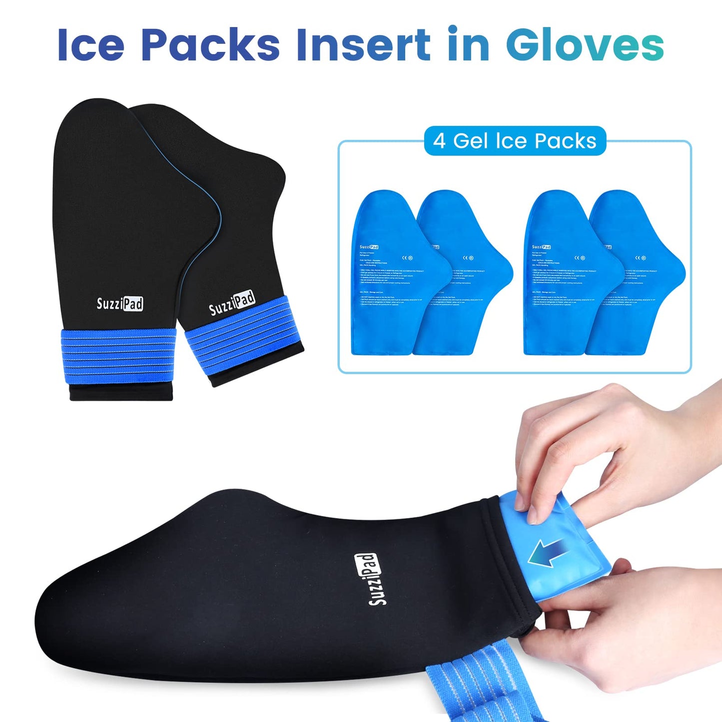 SuzziPad Cold Therapy Socks & Hand Ice Pack, Cooling Gloves for Chemotherapy, Chemo Care Package for Women and Men, S/M