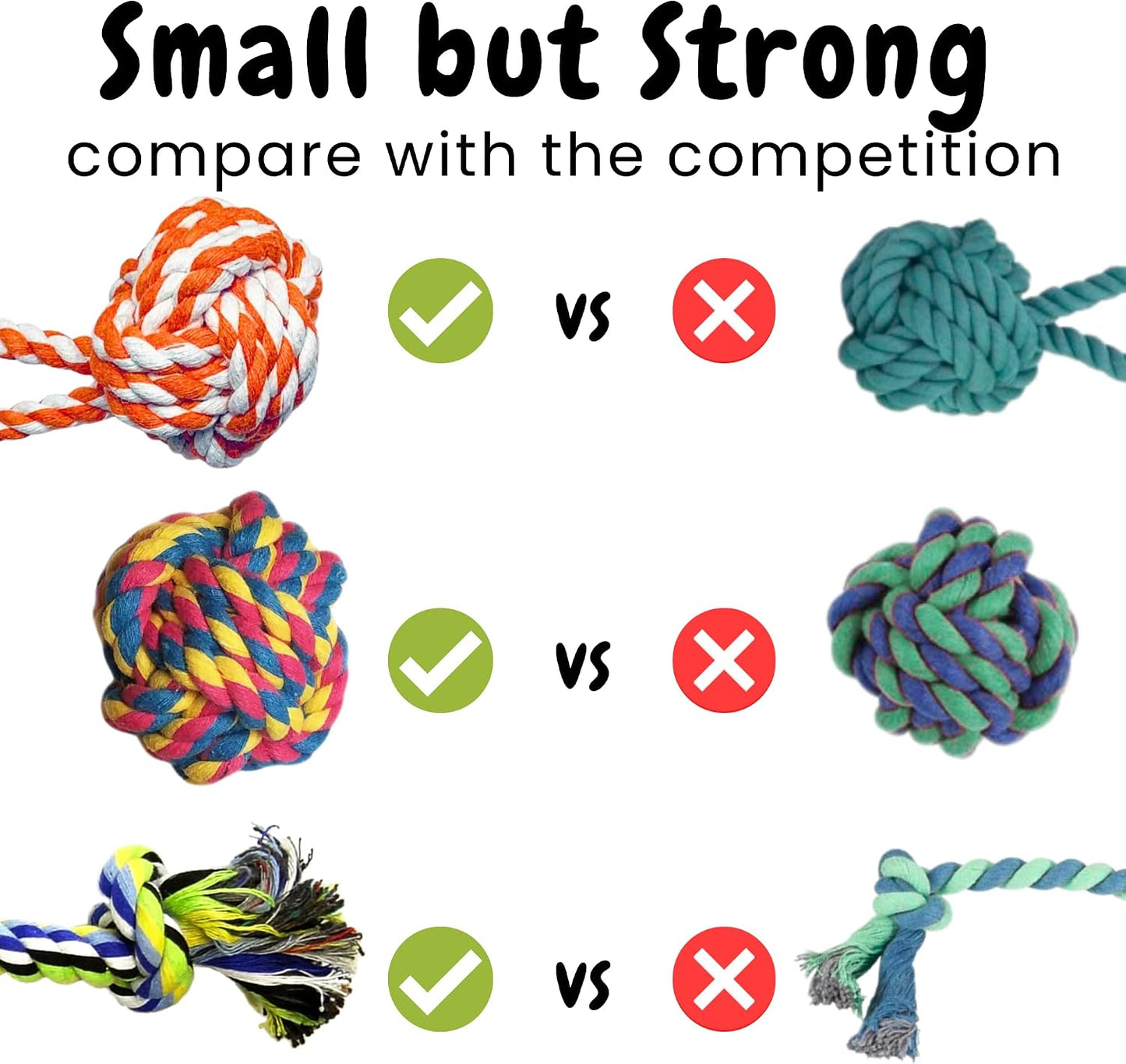 Otterly Pets Small Puppy Dog Rope Toys for Play Chew Teething and Boredom - for Small and Toy Dogs (6-Pack) WN420