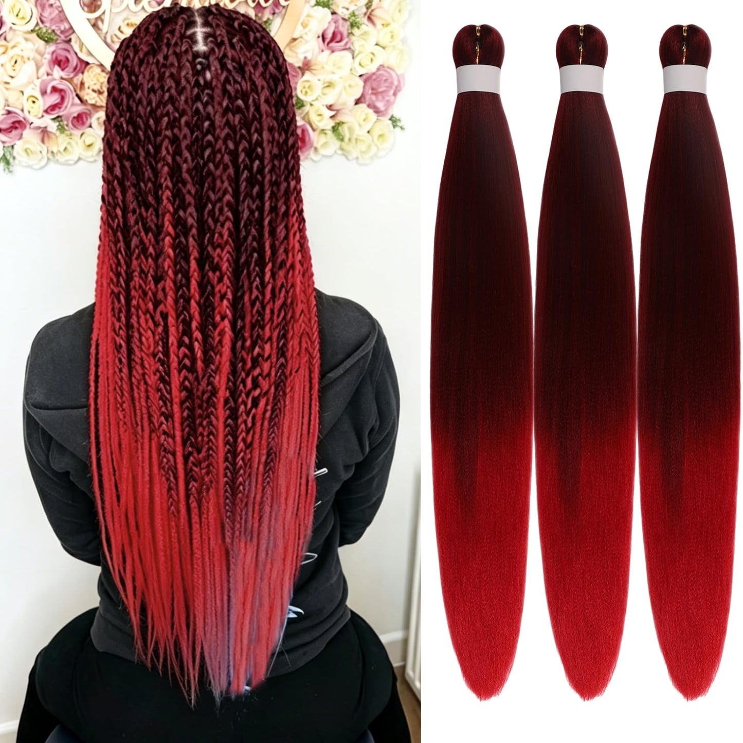 Purple Braiding Hair Pre stretched Knotless 26 inch | Hypoallergenic Synthetic Purple Prestretched Ez Braid Knotless Itch Free Soft Yaki Texture Hot Water Setting WN420