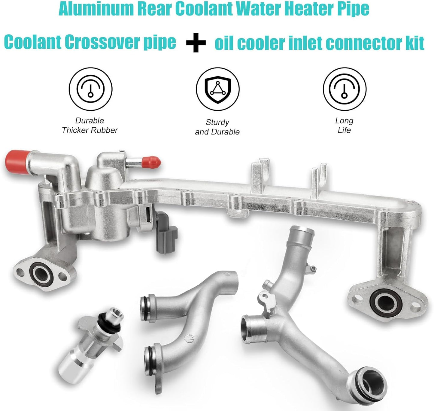 AULINK (OEM Part) LR090630 Aluminum Water Pump Thermostat Top Crossover Hose (Only Fit 5.0L) For 2010-2020 Land Rover LR4,Range Rover,Range Rover Sport 5.0L V8 LR109402 LR122709 LR087559 LR077042
