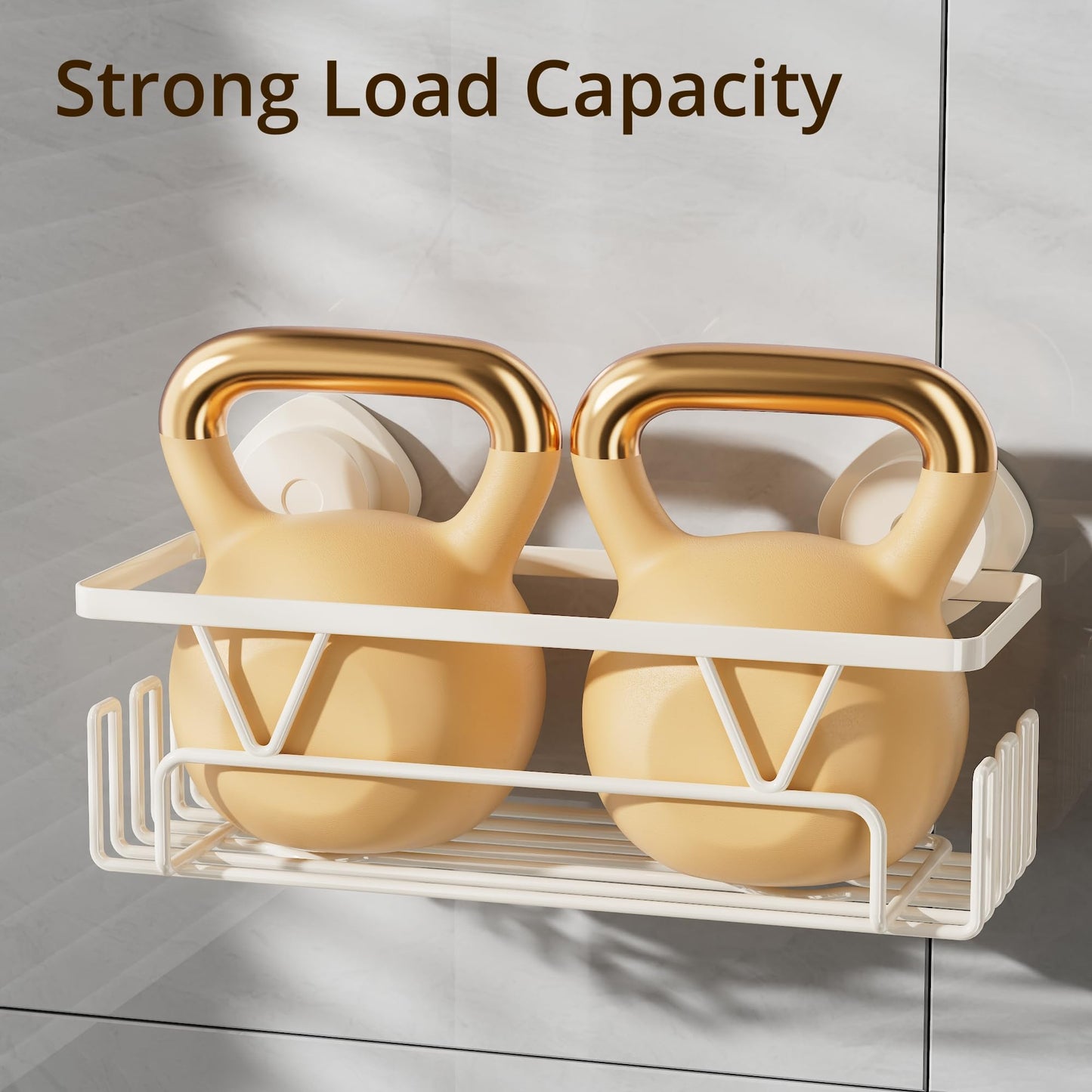 KEGII Shower Caddy Suction Cup with 6 Hooks, Stainless Steel Bathroom Organizer N29