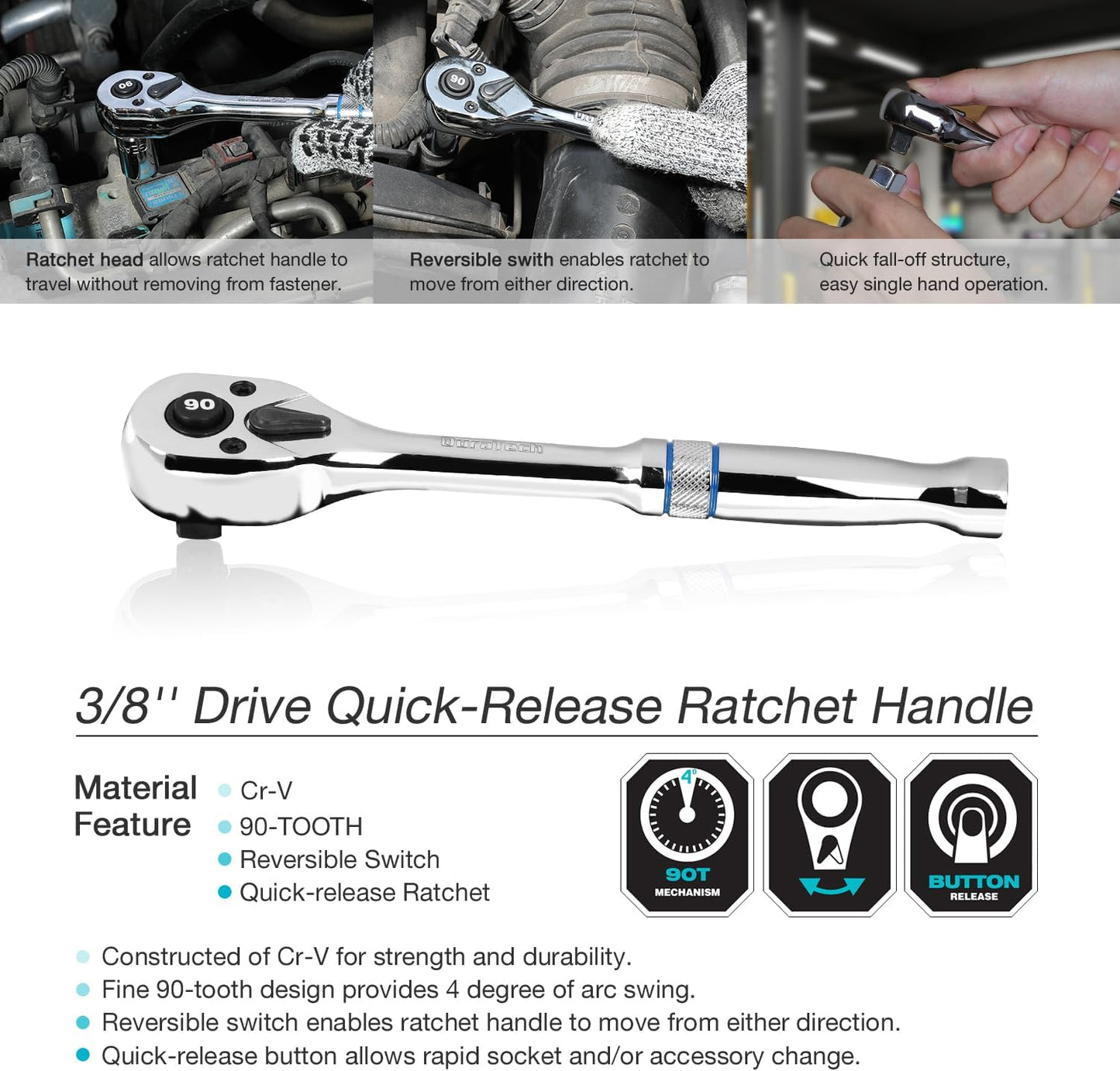 DURATECH 3/8-Inch Drive Ratchet RD3