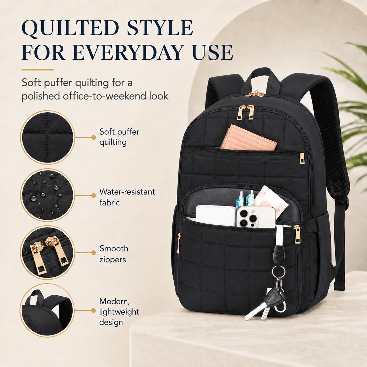 CAMTOP College Backpacks for Women, School Backpack with Insulated Lunch Pocket BST326H