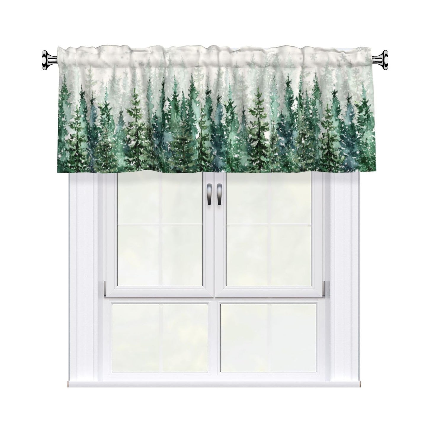 Patriotic Valance for Kitchen 2 Pack 54"x18" American Flag Curtains for Windows Red White Blue Stars 4th of July Independence Day Eucalyptus Leaf Window Treatment Rod Pocket Valance for Home Decor BST326L