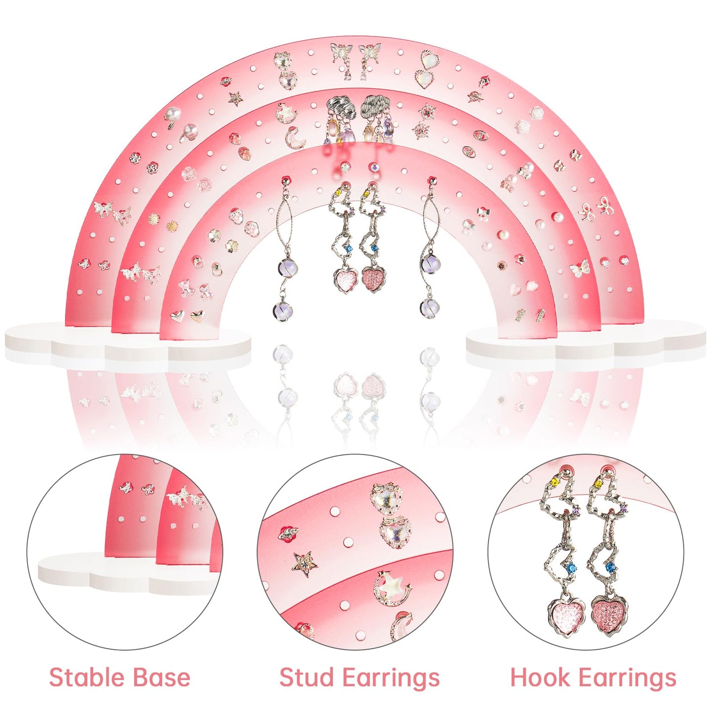 NiHome Earring Organizer Holder, 3-Tier 140 Holes Display, Iridescent | Lightweight Sturdy Fade-Resistant Vanity and Bathroom Storage Detachable Easy Assembly Travel-Friendly Design BST326H