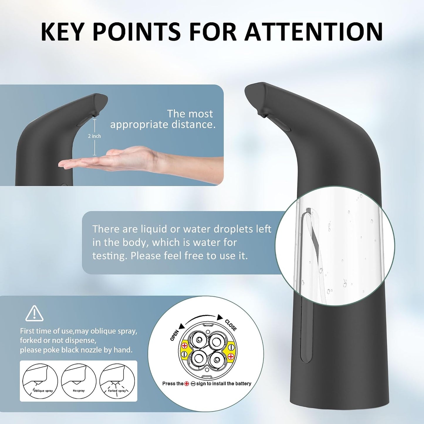 Automatic Soap Dispenser Touchless,400ML Hand & Dish Countertop Electric Liquid Dispenser with Sensor,Modern 4 Gear Adjustable Black Waterproof Battery Operated Kitchen Auto Soap Pump WN420