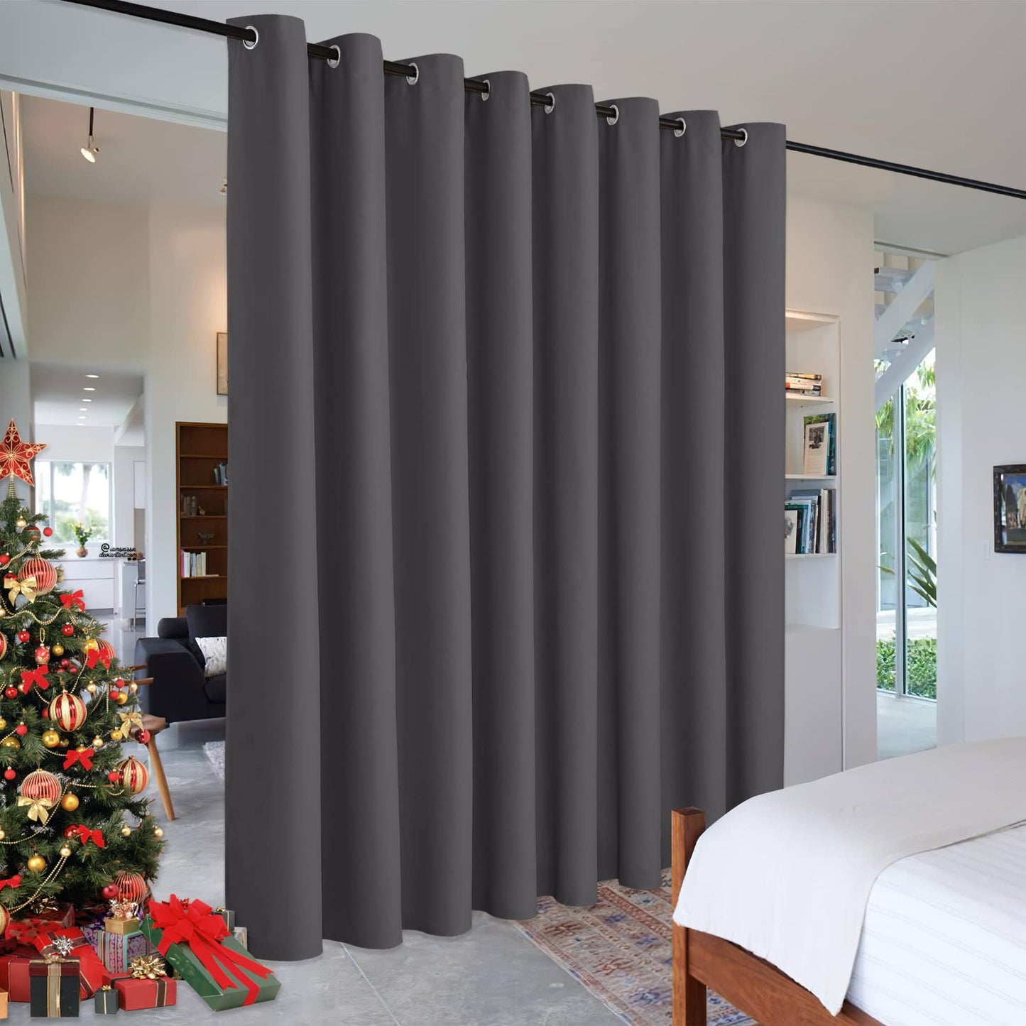RYB HOME Room Divider Curtains Thermal Insulated Noise Reduce Privacy Window Curtains for Kids Bedroom Nursery Laundry Room Partitions, Wide 150 inches x Long 96 inches, Teal, 1 Panel BST220