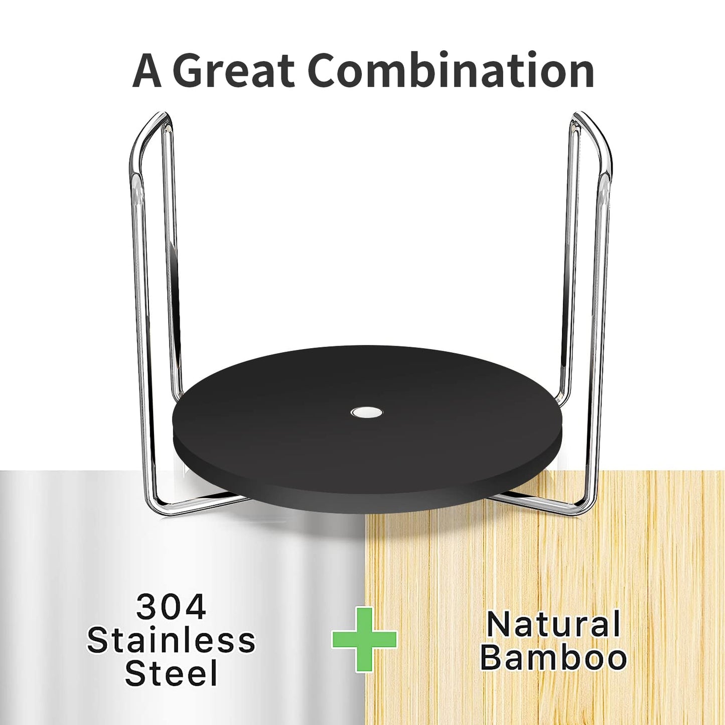 Plate Organizer for Kitchen Counter Bamboo Dish Racks for Cabinet Plate Holder for Kitchen Drawer Storage 2 Pack Adjustable for 6.75" to 8.5" Stainless Steel 304 Portable Handle BST220