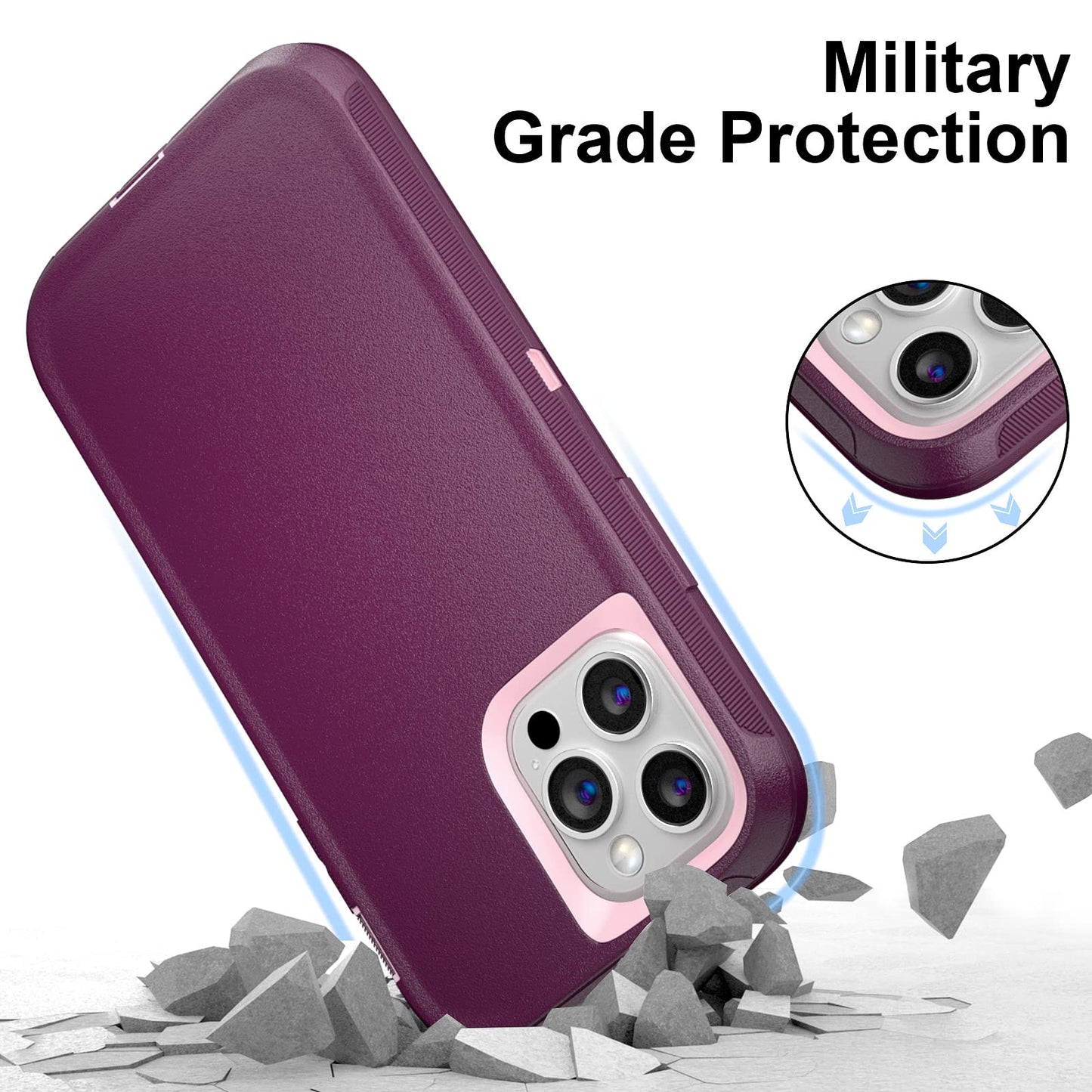for iPhone 11 Case with Belt Clip Holster Kickstand & 2 Screen Protector, Full Protection Heavy Duty Phone Case, Shockproof Drop-Proof Durable Cover 6.1" [Black+Clip] WN420