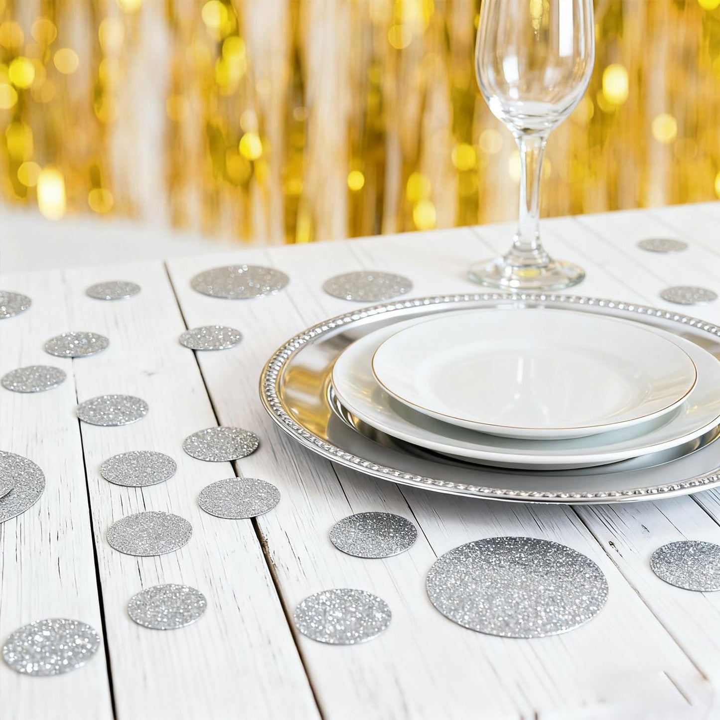 Gold Round Glitter Confetti(3/2/1 inch),200PCS Gold Dots Sparkling Confetti for Table Decor BST220
