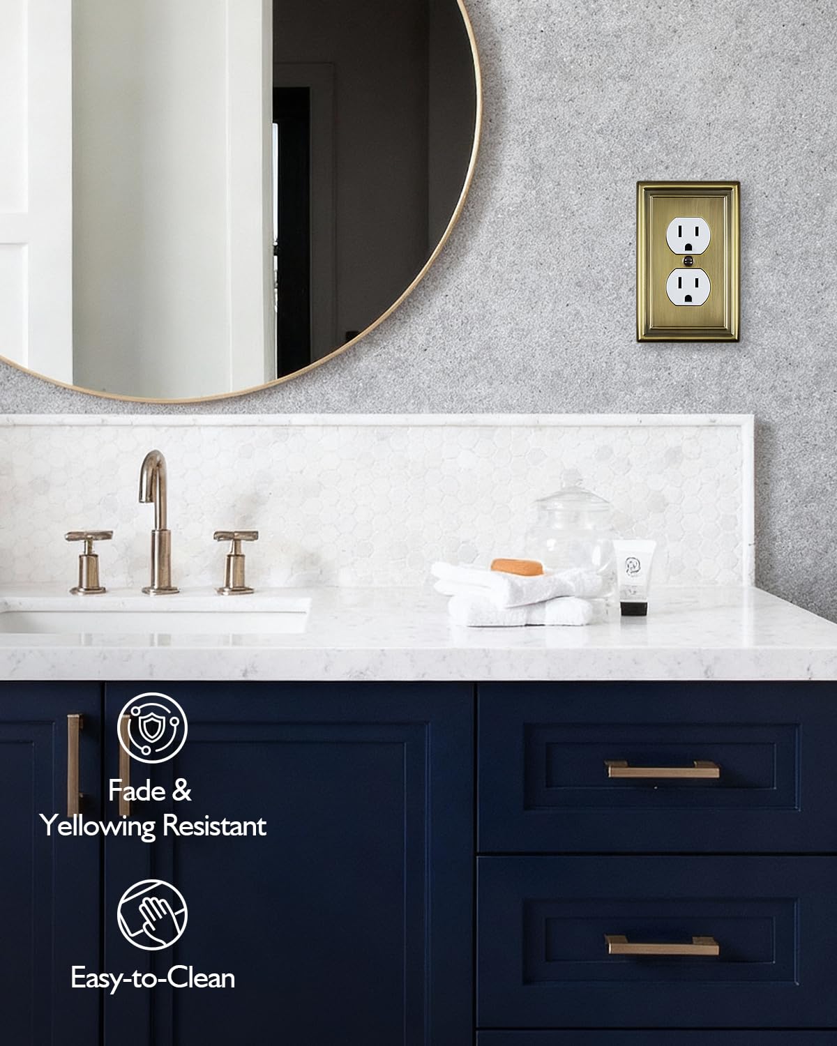Decorative Metal Wall Plates, Switch Plates Outlet Covers (Off White/1 Decorator 4 Pack) WN420