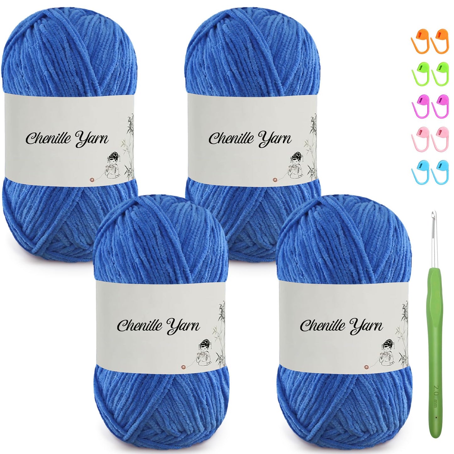 4 Pack of 1.76oz Chenille Yarn for Crocheting,158yards Soft Fluffy Velvet Yarn, Ideal Crochet for DIY Baby Blankets Toys Scarves Throw Pillows Hats Cushions(Purple) BST326L