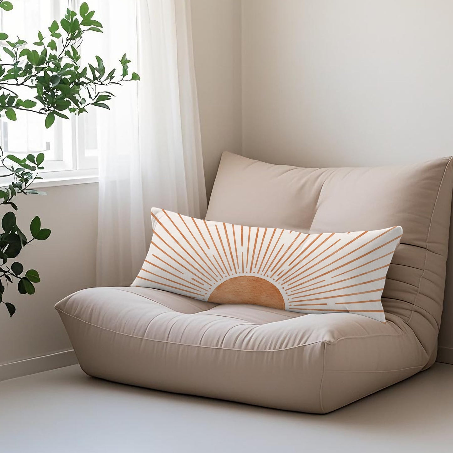 Boho Sun Sunshine 21x54 Body Pillow Cover Case, Modern Neutral Boho Horizontal Sun Sunset Sunrise Decorative Long Hug Pillow Cases for Bed Couch BST220