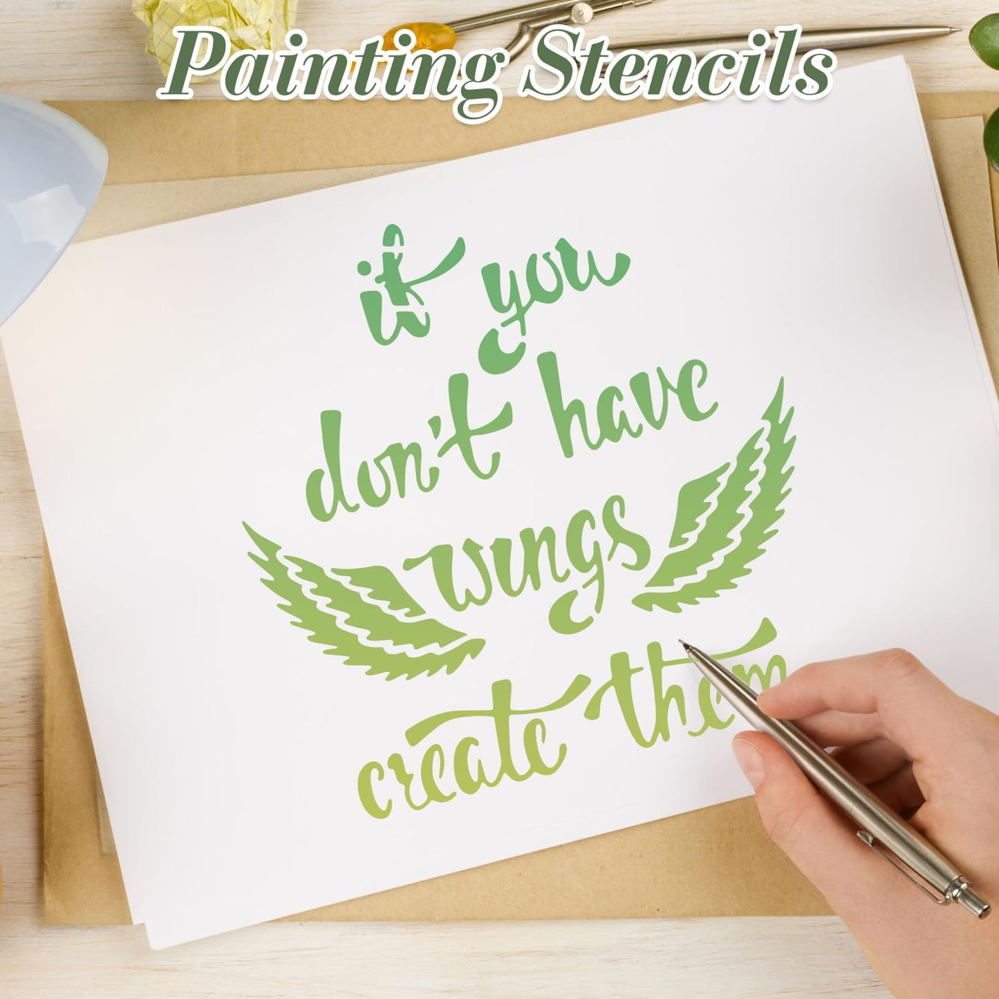 Letter Stencils for Crafts Reusable 42Pcs Number Stencils(5 Inch Font) | DIY Art Painting Stencil Furniture Decor Kit for Wood Embroidery Wall Silk Screen Journaling BST202