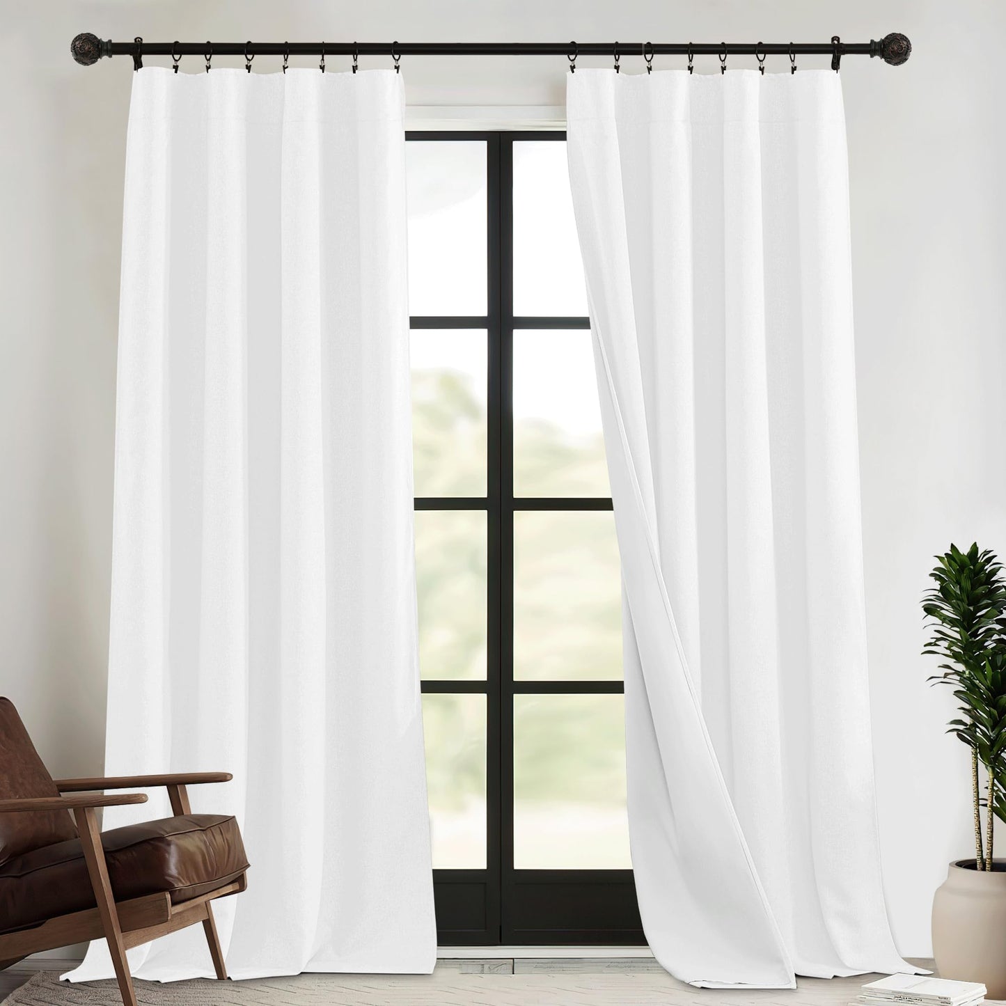RYB HOME 4-in-1 Dust Filtering Soundproof Blackout Insulating Privacy Window Curtains for Nursery Bedroom Living Room Rivider Sound Absorption Sheet, Black, W52 x L90 inch, 2 Panels BST220