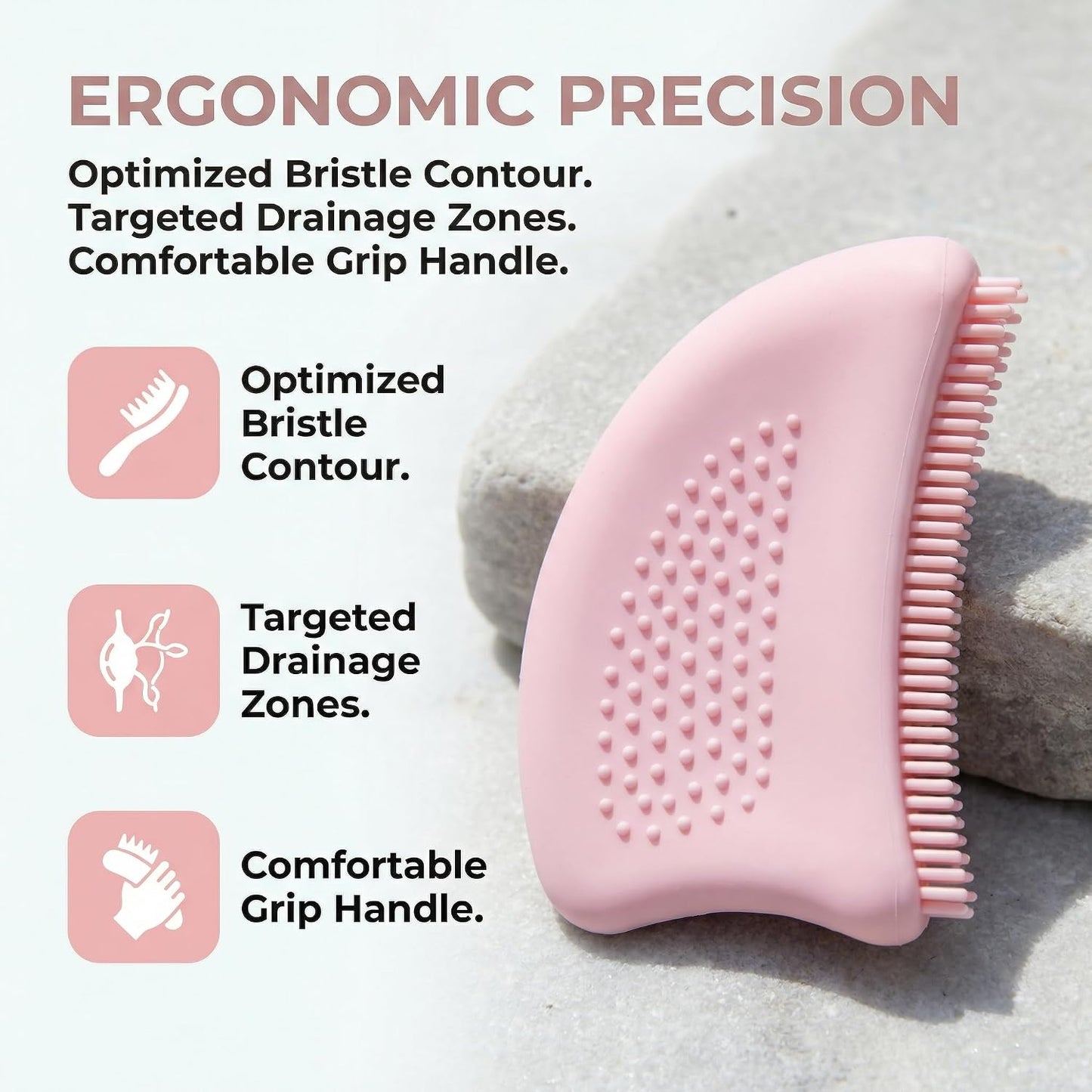 Lymphatic Contour Face Brush, Silicone Pink Facial Drainage Massage Tool for Face Neck Chin Lifting, Anti-Aging Skin Care Device (1 Pcs) WN420