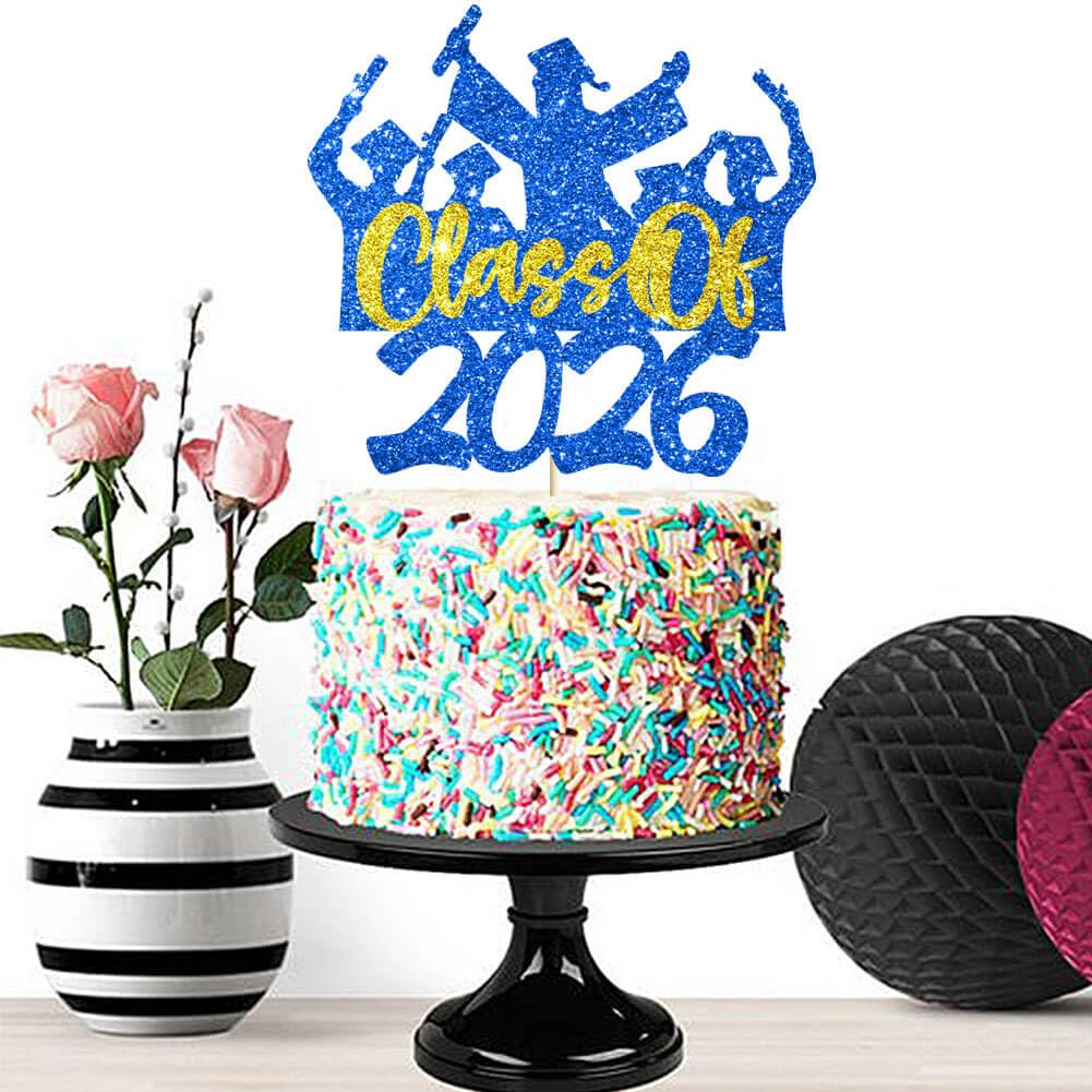 2026 Graduation Cake Topper Gold Glitter Class of 2026 Cake Topper Congrats Grad Party Cake Decor for Senior High School 2026 Graduation Party Cake Supplies Decorations BST202