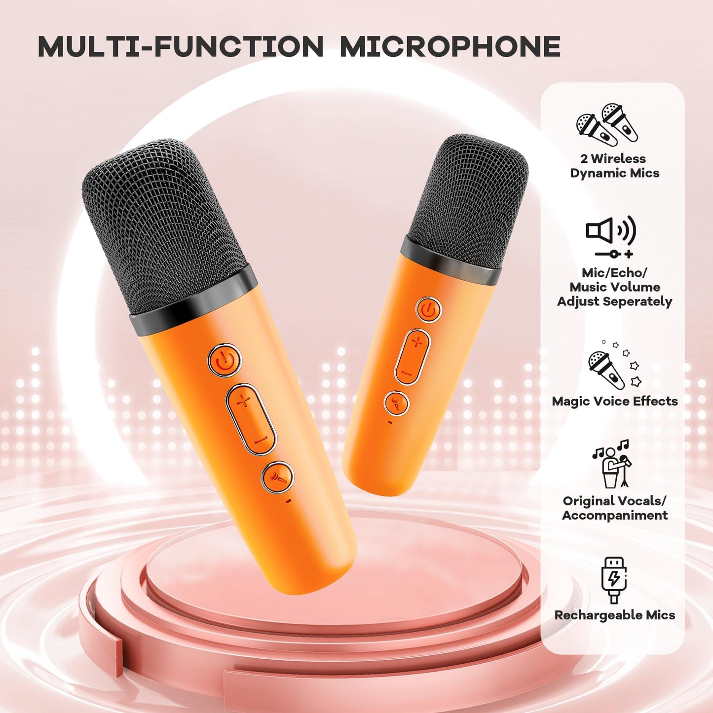 YLL Karaoke Machine for Kids, Portable Mini Speaker with 2 Wireless Microphones, TOP Kids Gifts for Girls Ages 3, 4, 5, 6, 7, 8, 9, 10+ Years Old, 4-12th Birthday Singing Present Toy Party (Purple)