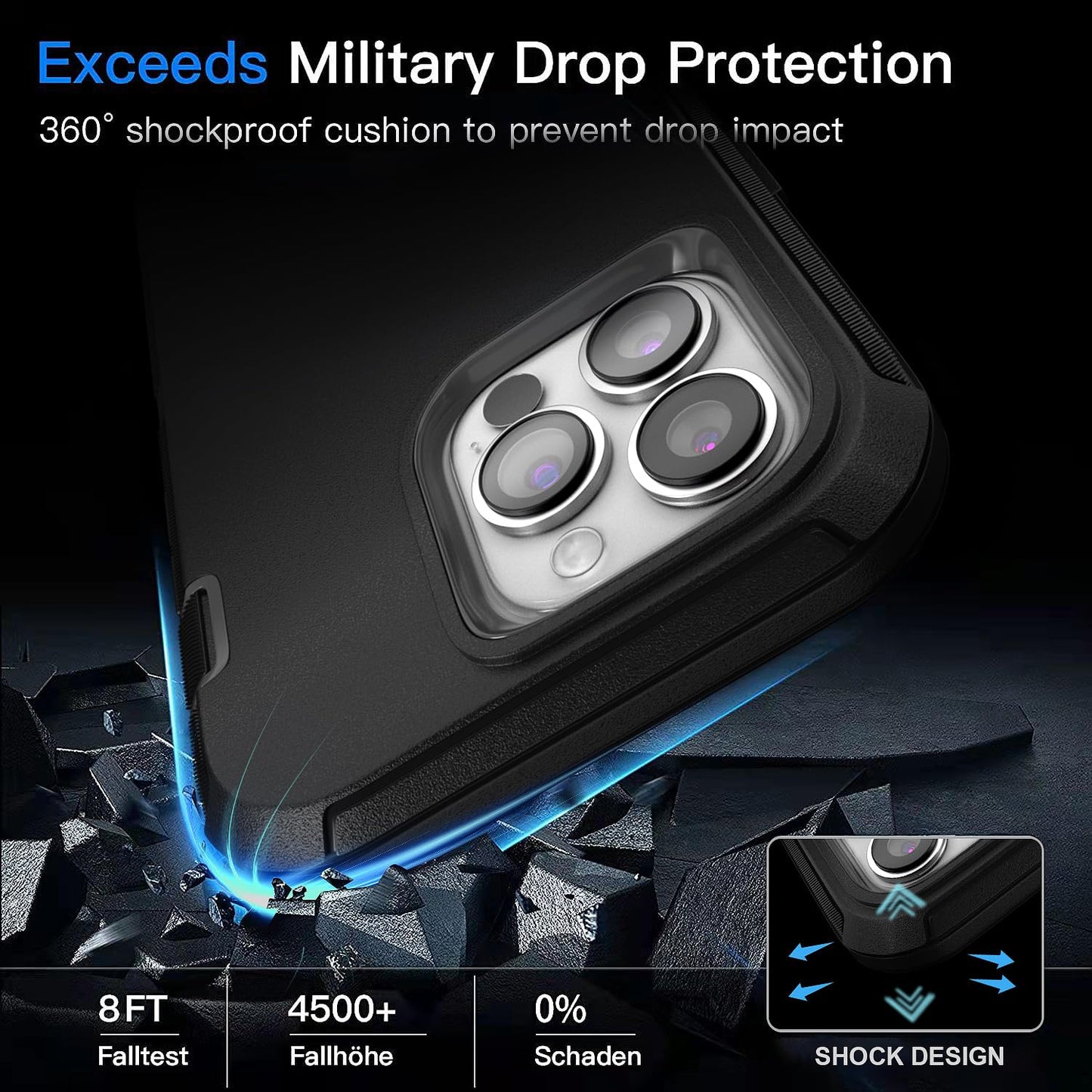 for iPhone 11 Case with Belt Clip Holster Kickstand & 2 Screen Protector, Full Protection Heavy Duty Phone Case, Shockproof Drop-Proof Durable Cover 6.1" [Black+Clip] WN420