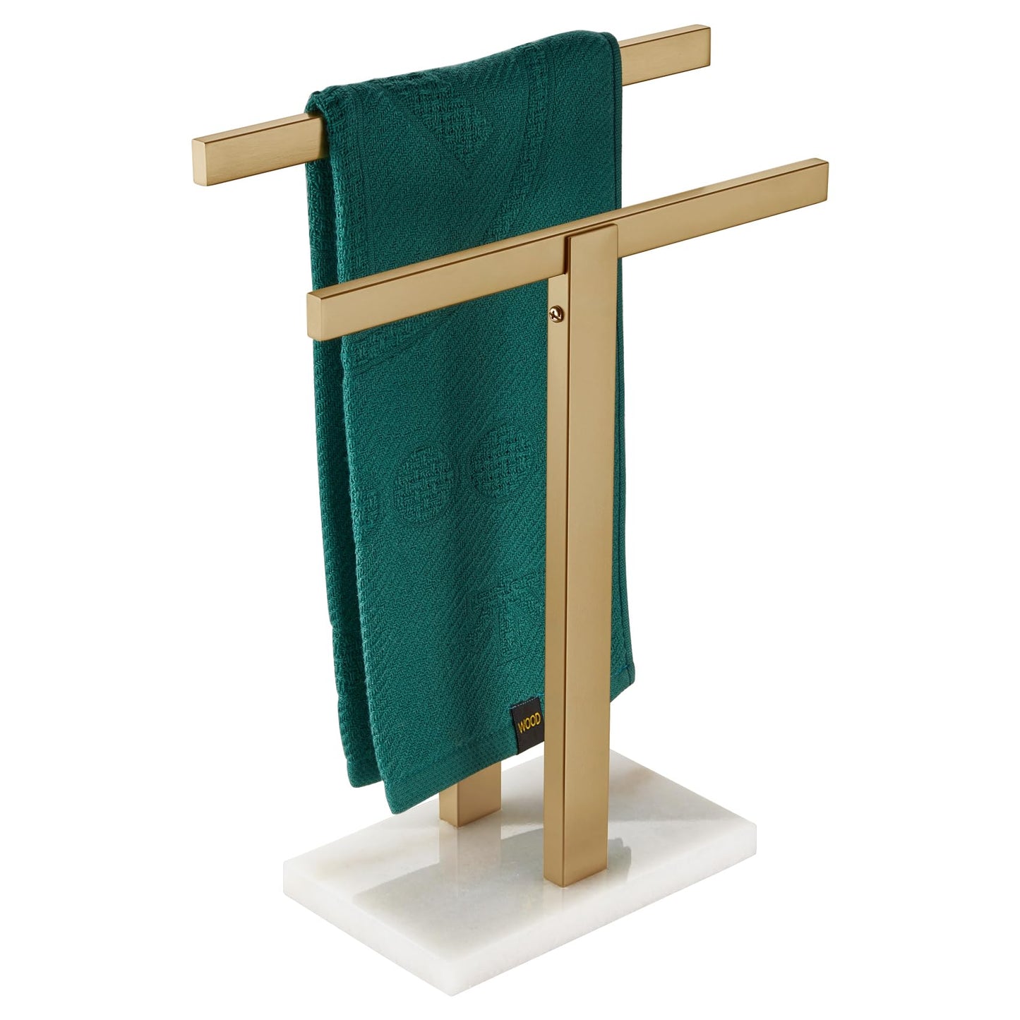 KOKOSIRI Hand Towel Holder Black Stand Towel Rack with Marble Base for Bathroom Kitchen Vanity Countertop, Stainless Steel 15.7'' Height THS0002-SM-BK BST202