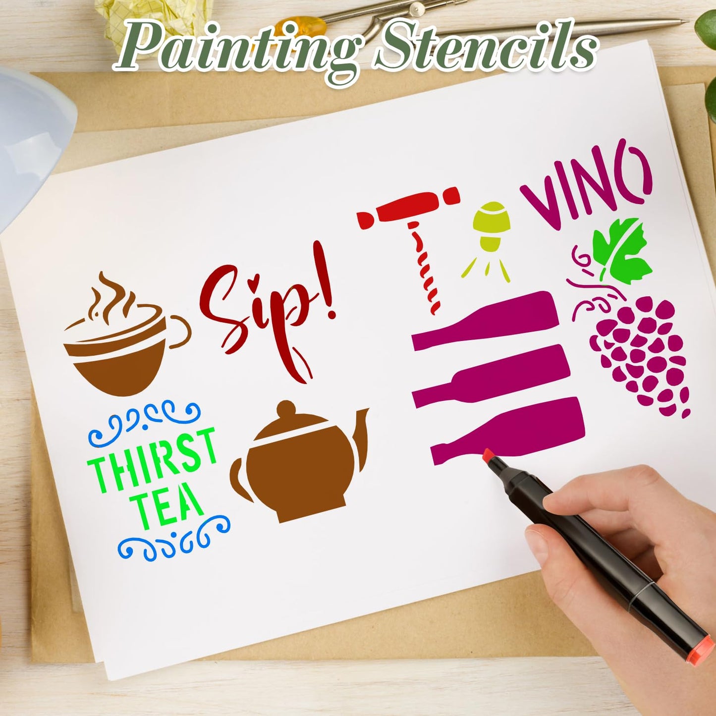 Letter Stencils for Crafts Reusable 42Pcs Number Stencils(5 Inch Font) | DIY Art Painting Stencil Furniture Decor Kit for Wood Embroidery Wall Silk Screen Journaling BST202