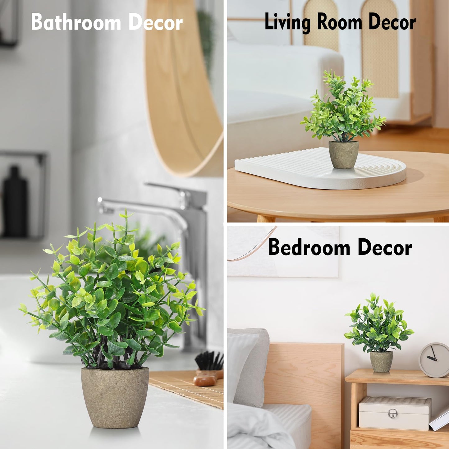 FAVOWREATH 2 Pack Small Fake Plants Potted Artificial Plants Indoor for Home Decor Office Room Farmhouse Indoor Table Bathroom Decor BST220