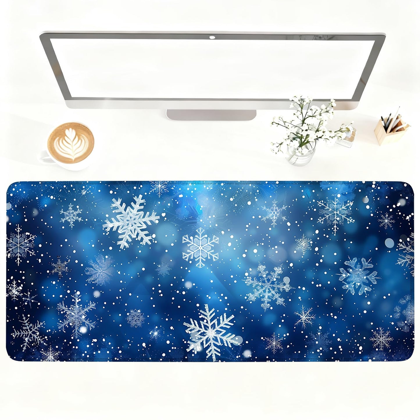 Mouse Pad Gaming Mousepad 31.5 x 11.8in Large Mouse Pad for Keyboard and Mouse with Anti-Slip Rubber Base, Keyboard Pad XL Mouse Mat for Home and Office,Snowy Forest WN420