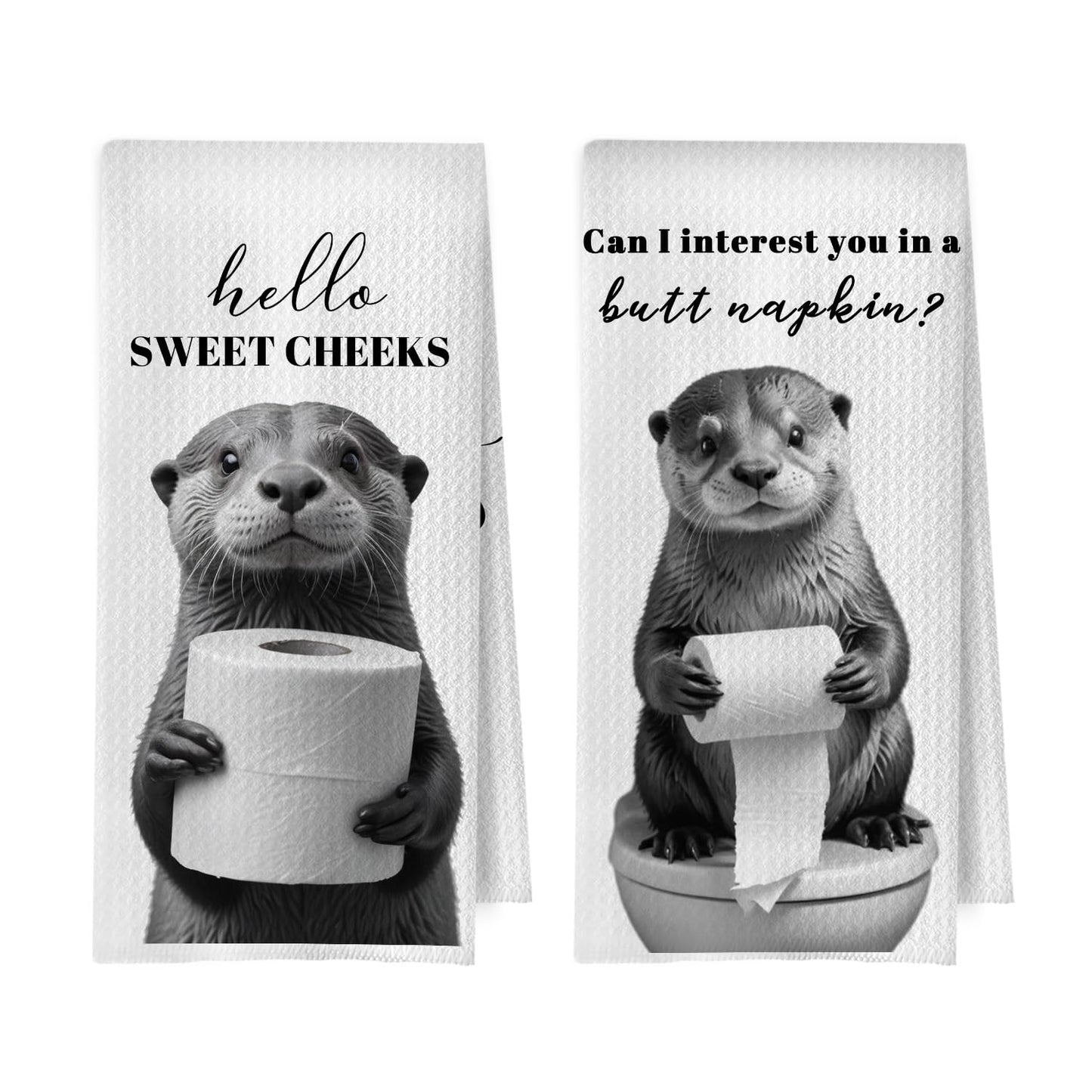 Raccoon Gifts Bathroom Towels Set - Raccoon Gifts Decorative Hand Towels, Hello Sweet Cheeks Bathroom Decor, 16x24 Inches Set of 2 BST220