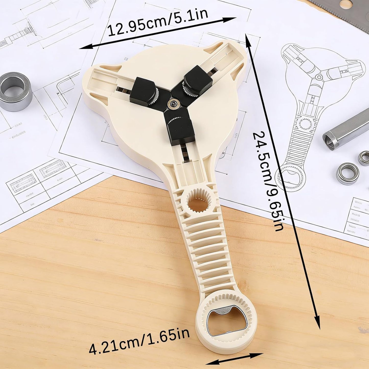 Effortless Jar Opener for Seniors & Arthritis Hands, Beige | Adjustable Stainless Steel, Lid Gripper & Twist-Off Cap Remover, For Weak Grip, Multi-Size Kitchen Tool BST326L
