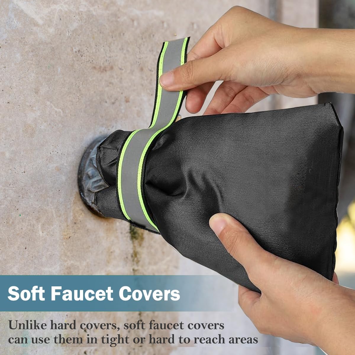 Outdoor Faucet Covers for Winter Freeze Protection, 4 Pack 7" W x 9" H Thicken Faucet Covers for Winter Insulated, Spigot Covers Hose Bib Cover for Winter with Aluminized Thermal Insulation Fabric WN420