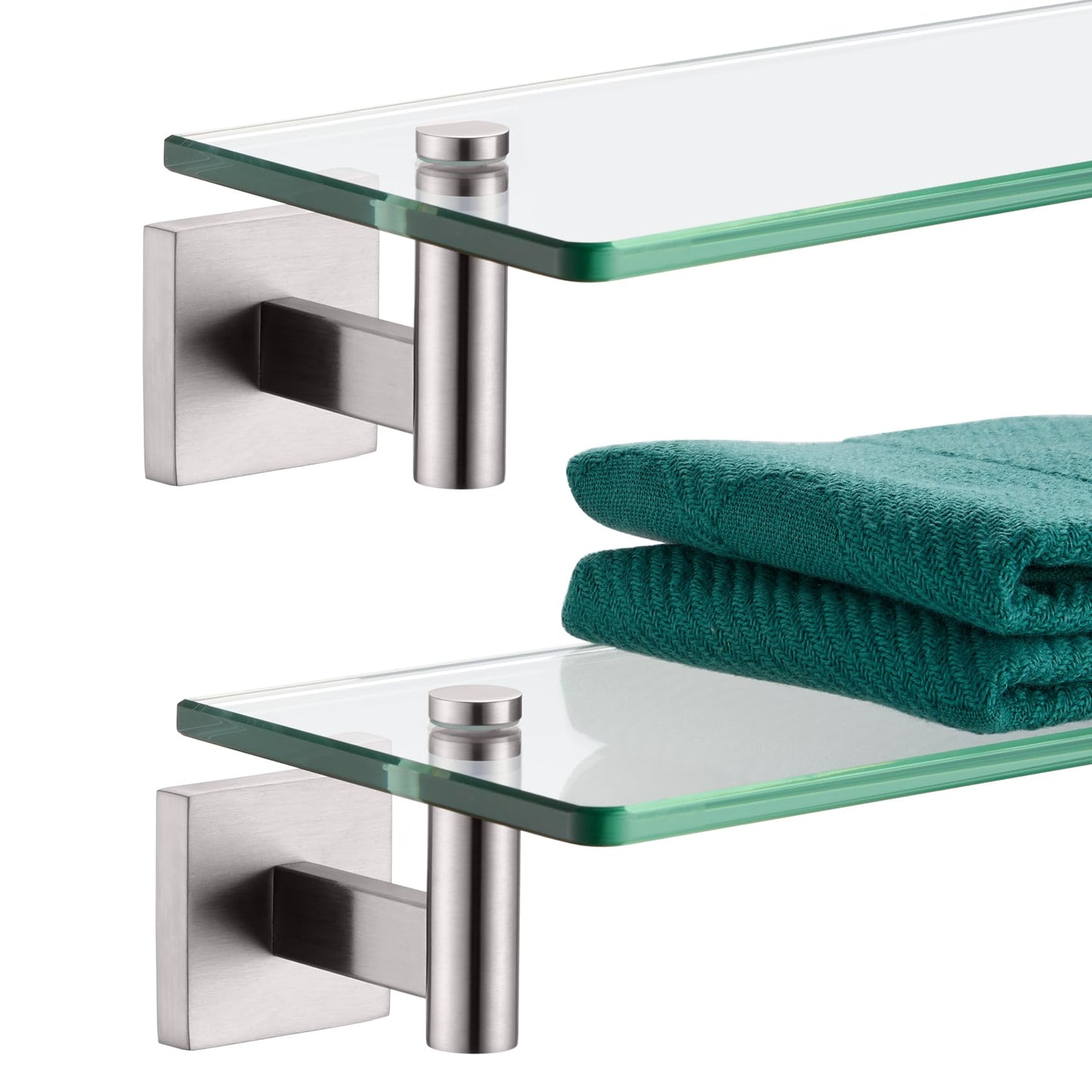 KOKOSIRI Wall Shelves Bathroom Hardware Glass Floating Shelf 12-Inch for Bedroom, Living Room, Kitchen, Hanging Rack Champagne Bronze B1105CPG-L12 BST202