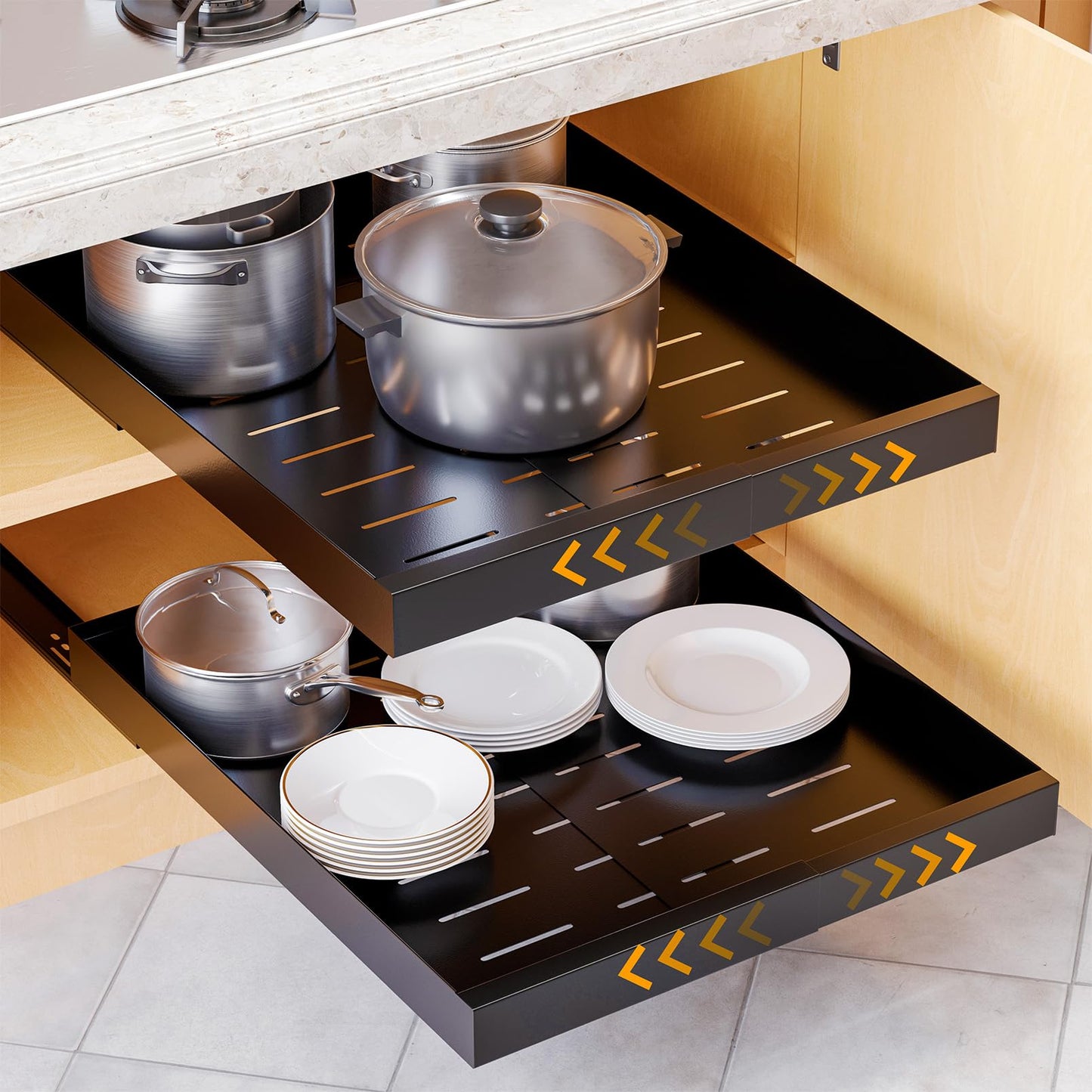 SpaceAid Pull Out Cabinet Organizer, 1 Pack Expandable 11.8"-19.6" (Need to Pull to Wide) N26
