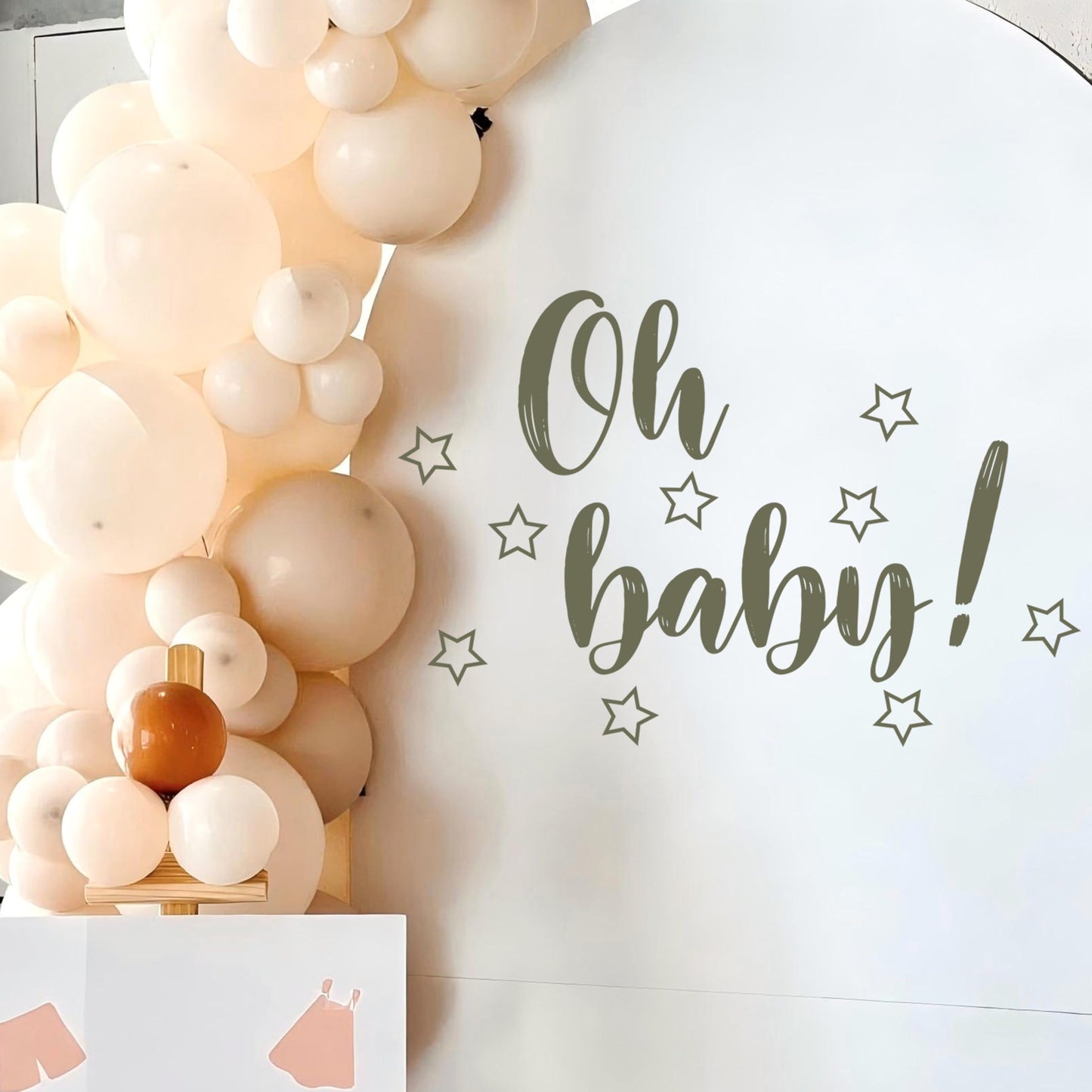 BOOMPA We are Over The Moon Baby Shower Wall Decal, Vinyl Round Arch Decoration, 35.4 x 11.8 inches, Matte Black (Black （Moon）) BST220