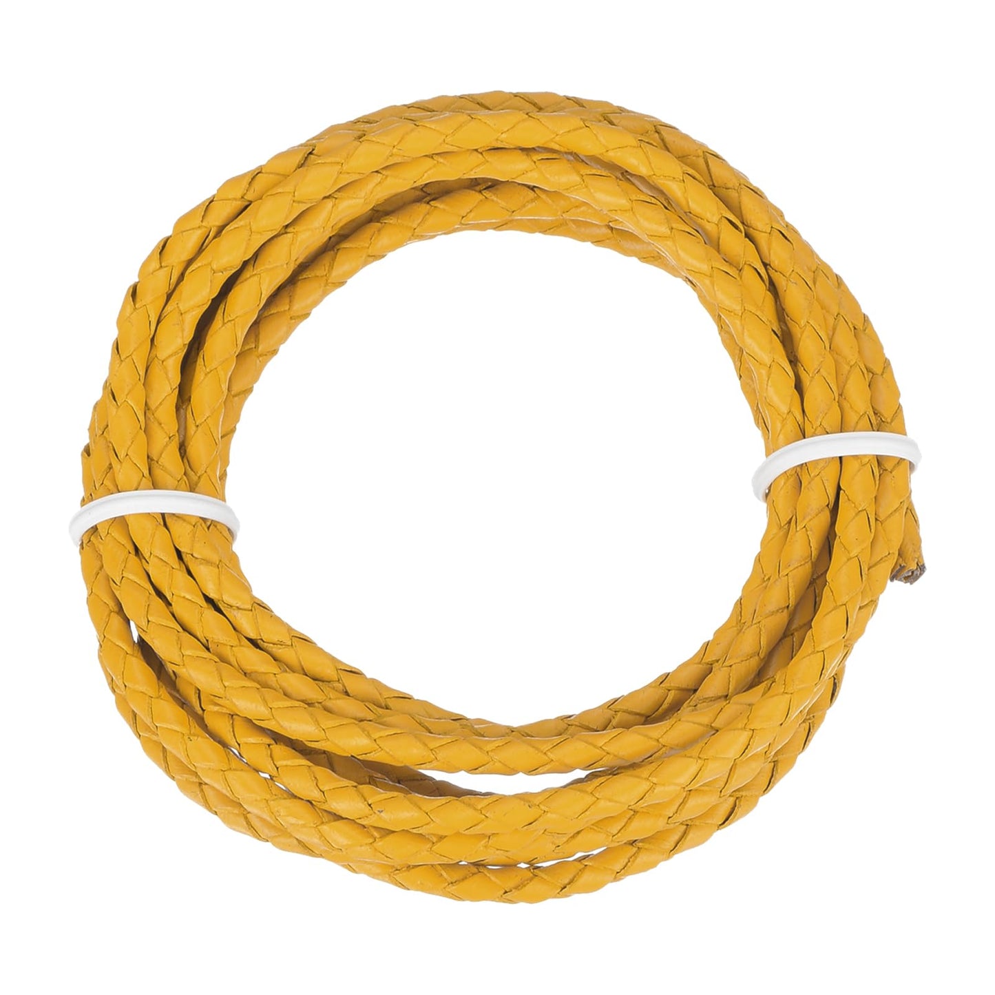 MECCANIXITY 1.1 Yards Bolo Tie Cord 6mm Diameter Round Braided Leather Strip 1 Meter Long for Bracelet Necklace Beading, Yellow WN420