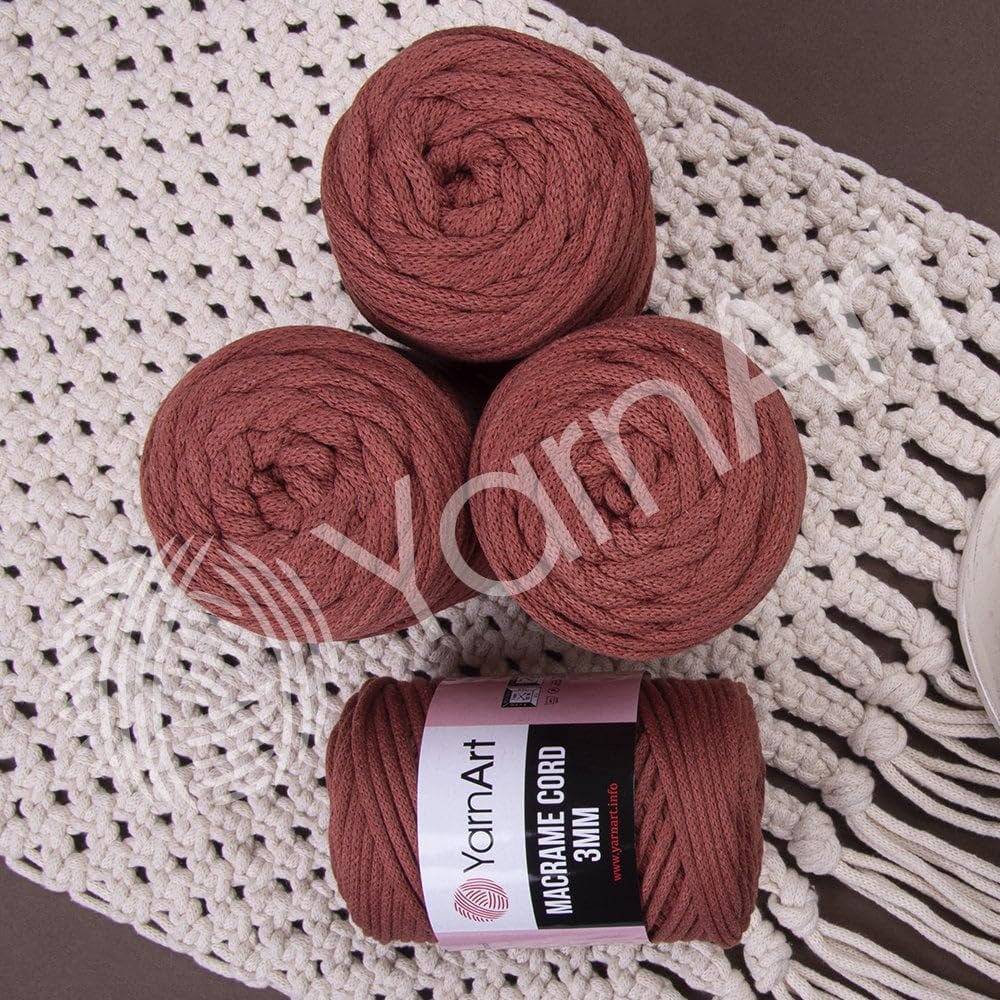 YarnArt Macrame Cord 3mm - Macrame Rope for Crafting, Knotting, Wall Hangings, and Home Decor - 60% Cotton 40% Viscose & Polyester, Soft and Durable (759-FOREST Green) BST220