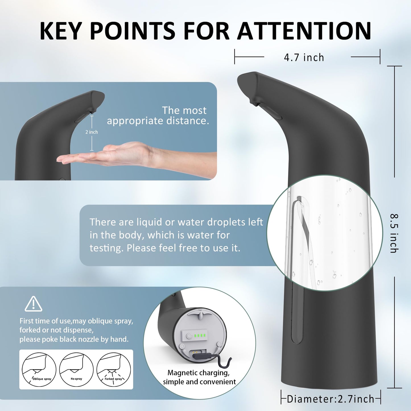 Automatic Soap Dispenser Touchless,400ML Hand & Dish Countertop Electric Liquid Dispenser with Sensor,Modern 4 Gear Adjustable Black Waterproof Battery Operated Kitchen Auto Soap Pump WN420
