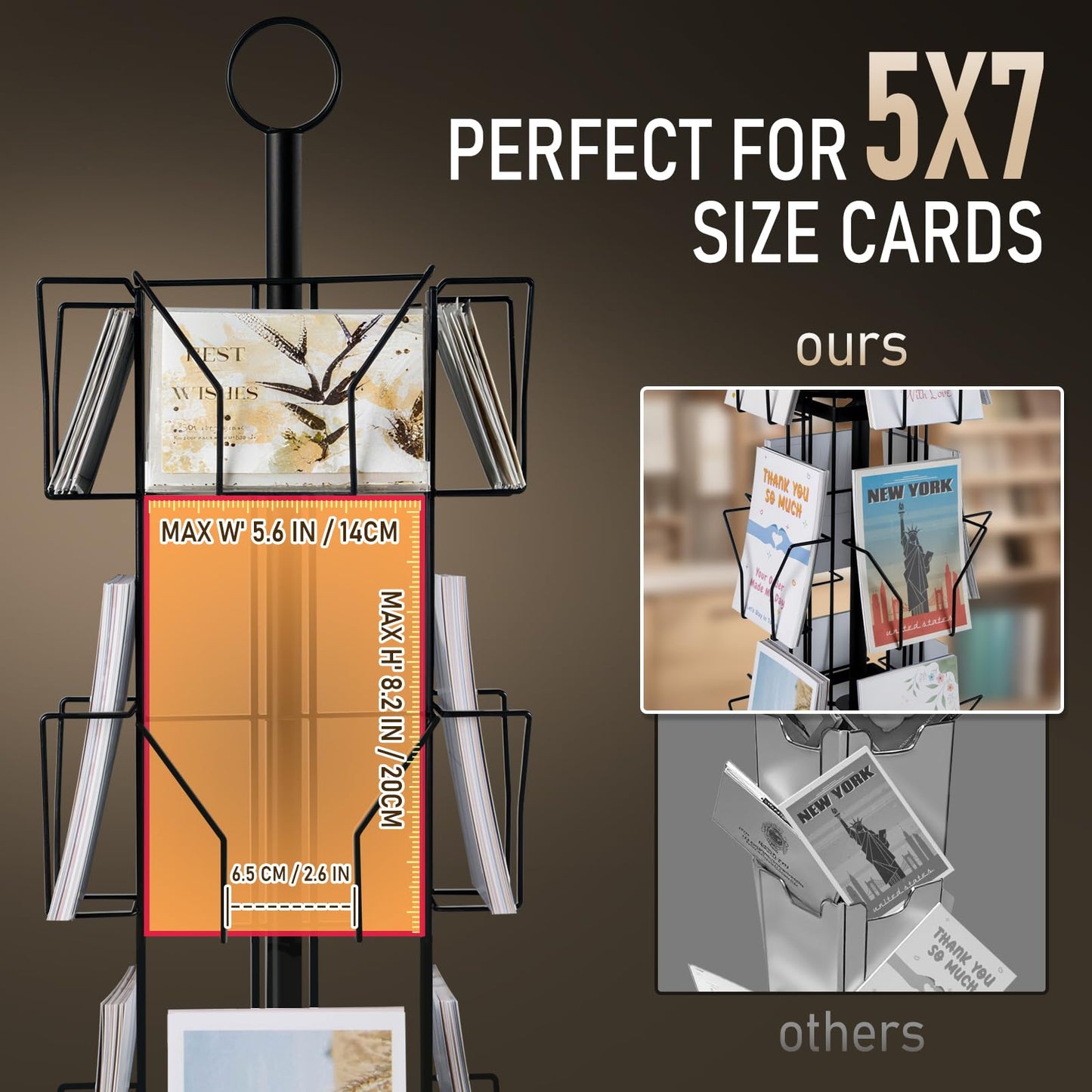 ANBOXIT Greeting Card Display Stand, Metal Rack Holder Organizer | for Retail Stores Vendors, Postcards, Stickers, White - 4 Tier BST202
