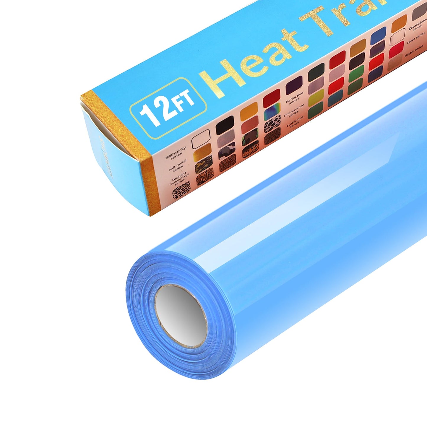 Golden Heat Transfer Vinyl Rolls 12 Inch by 12feet Roll HTV Iron on Vinyl DIY for T-Shirt Easy to Cut & Weed for Heat Vinyl Design Glossy (12Ft, Golden) WN420