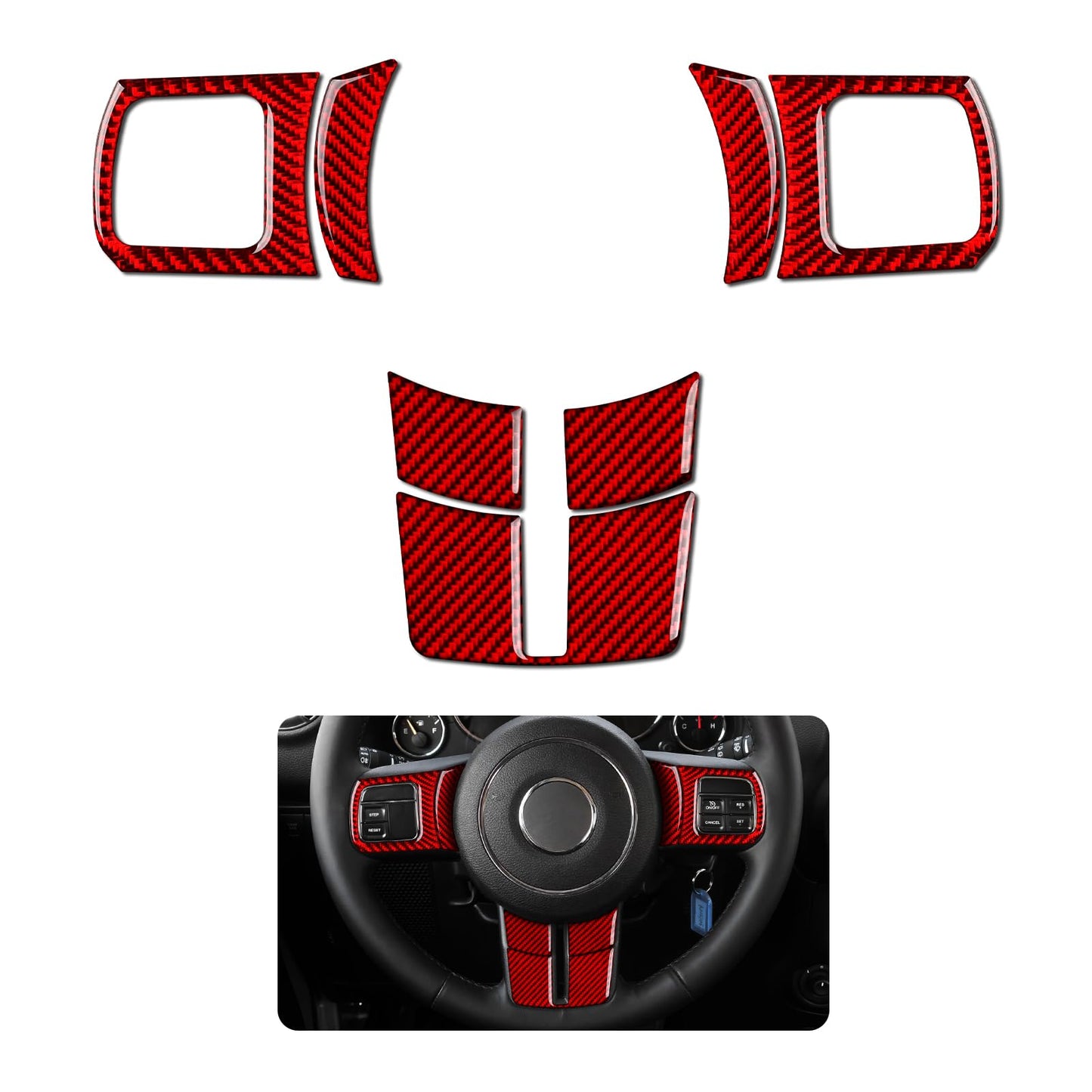 Car Gear Shift Lower Panel Sticker Carbon Fiber Decal Interior Trim Cover for Jeep Wrangler 2011 2012 2013 2014 2015 2016 2017 Accessories (Red) BST220