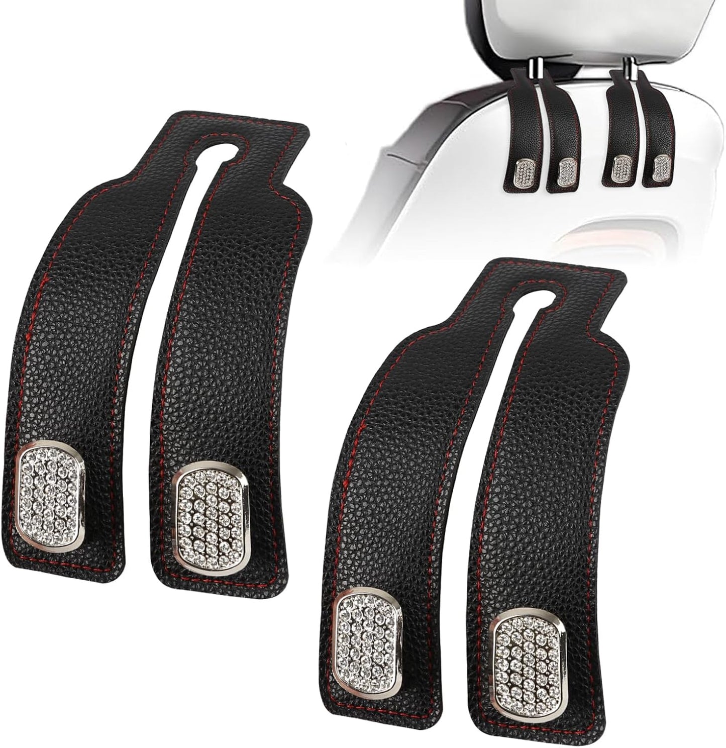 2Pcs Headrest Hooks for Car Seat Back Storage Black Car Hooks | Double Metal Hooks, Universal Purse Hook, Hidden Car Seat Hooks, No Tool Installation, for Purses, Handbags, Bags BST202