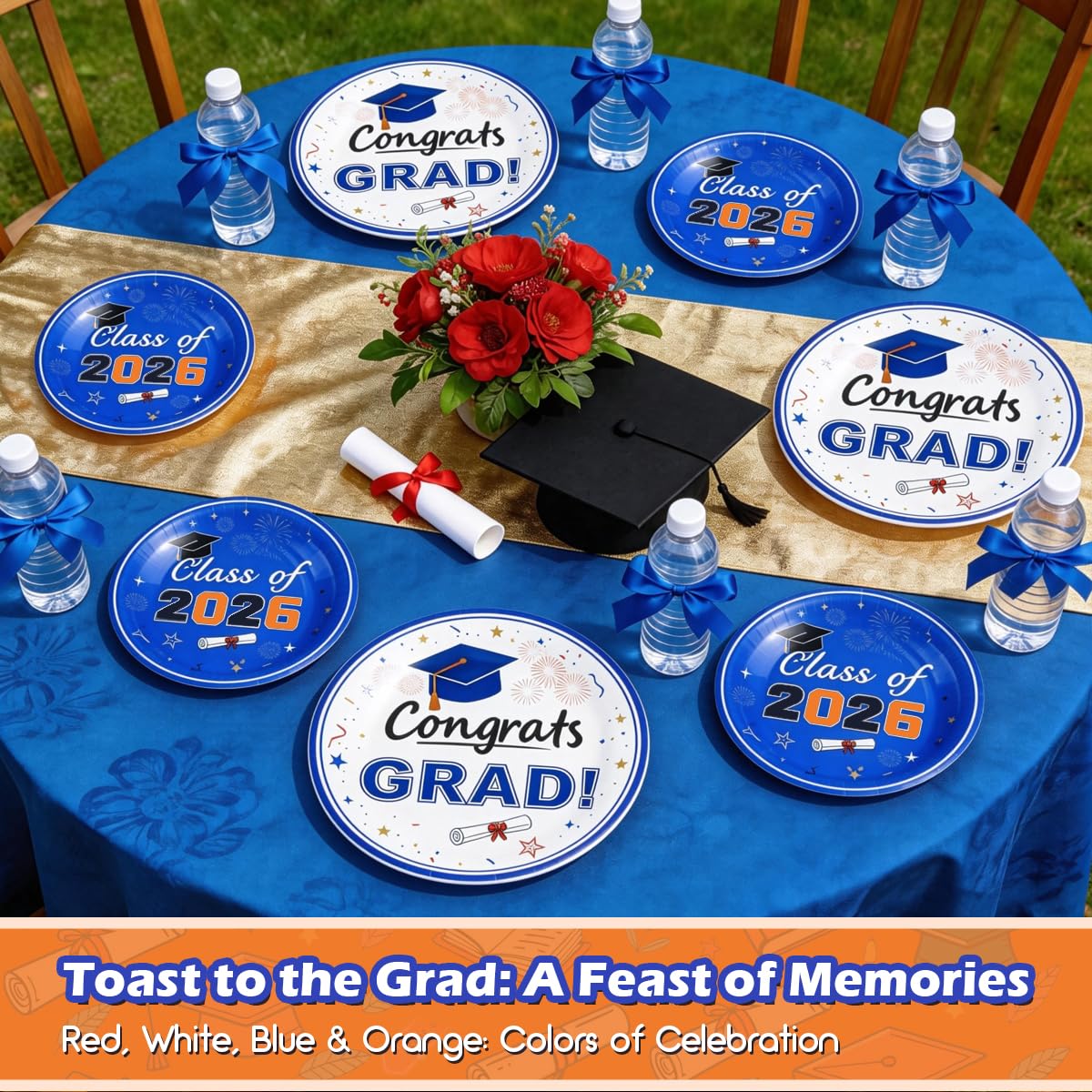 2026 Graduation Plates and Napkins, 320 PCS, Serves 80 | Disposable Class of 2026 tableware set for graduation parties, ceremonies and school celebrations BST202
