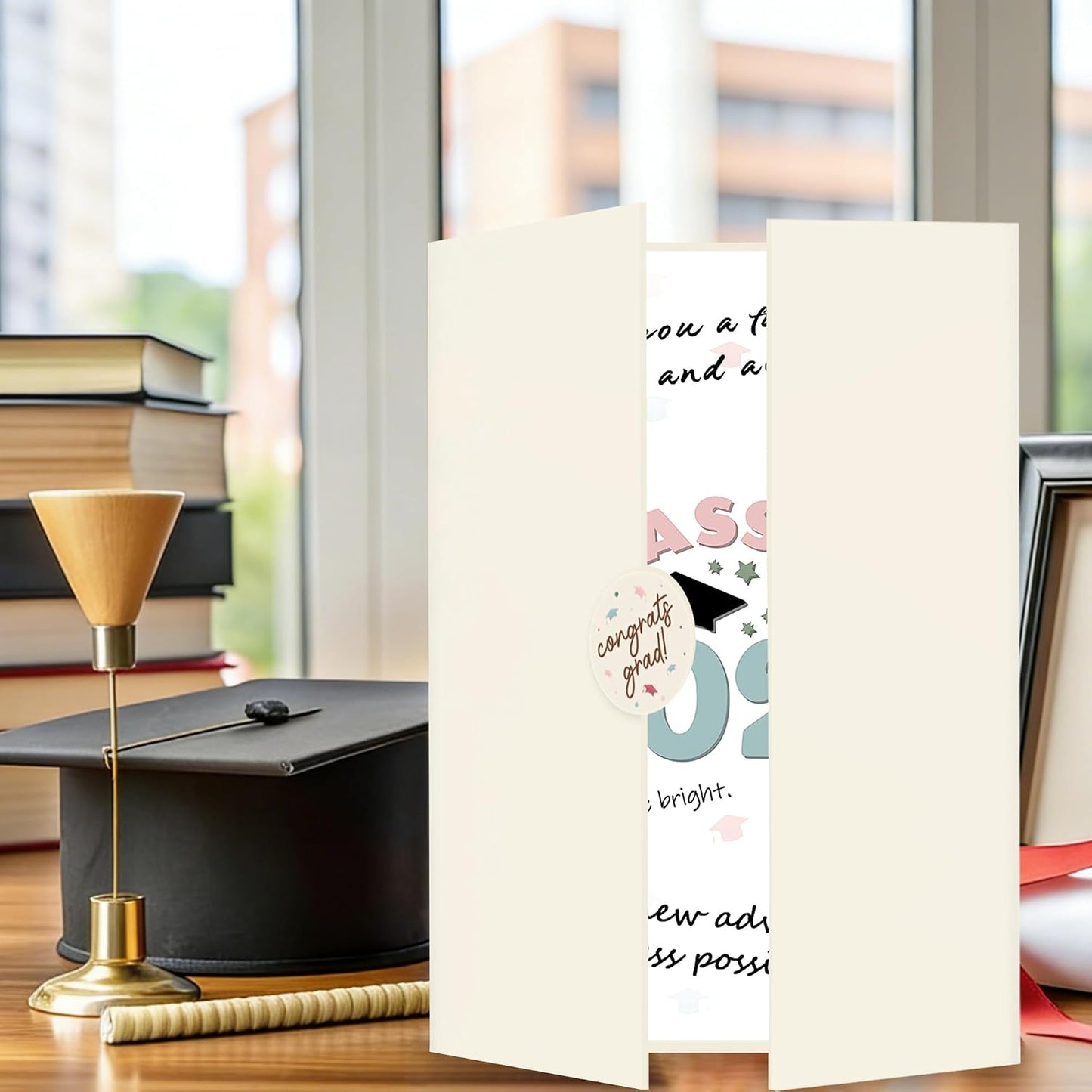 Graduation Party Decorations, Beige White Class of 2026 Congratulations Graduates Alternative Signature Guest Book, Congrats Grad Signature Book 18" x 12", Awesome Graduation Gift for Friends BST326L