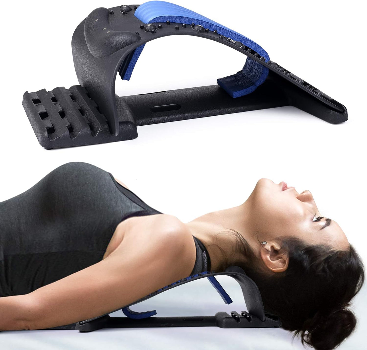 RESTCLOUD Neck Stretcher for Neck Pain Relief, Upper Back and Shoulder Relaxer for Muscle Relax and Spine Alignment, Cervical Traction Device Adjustable 4 Level