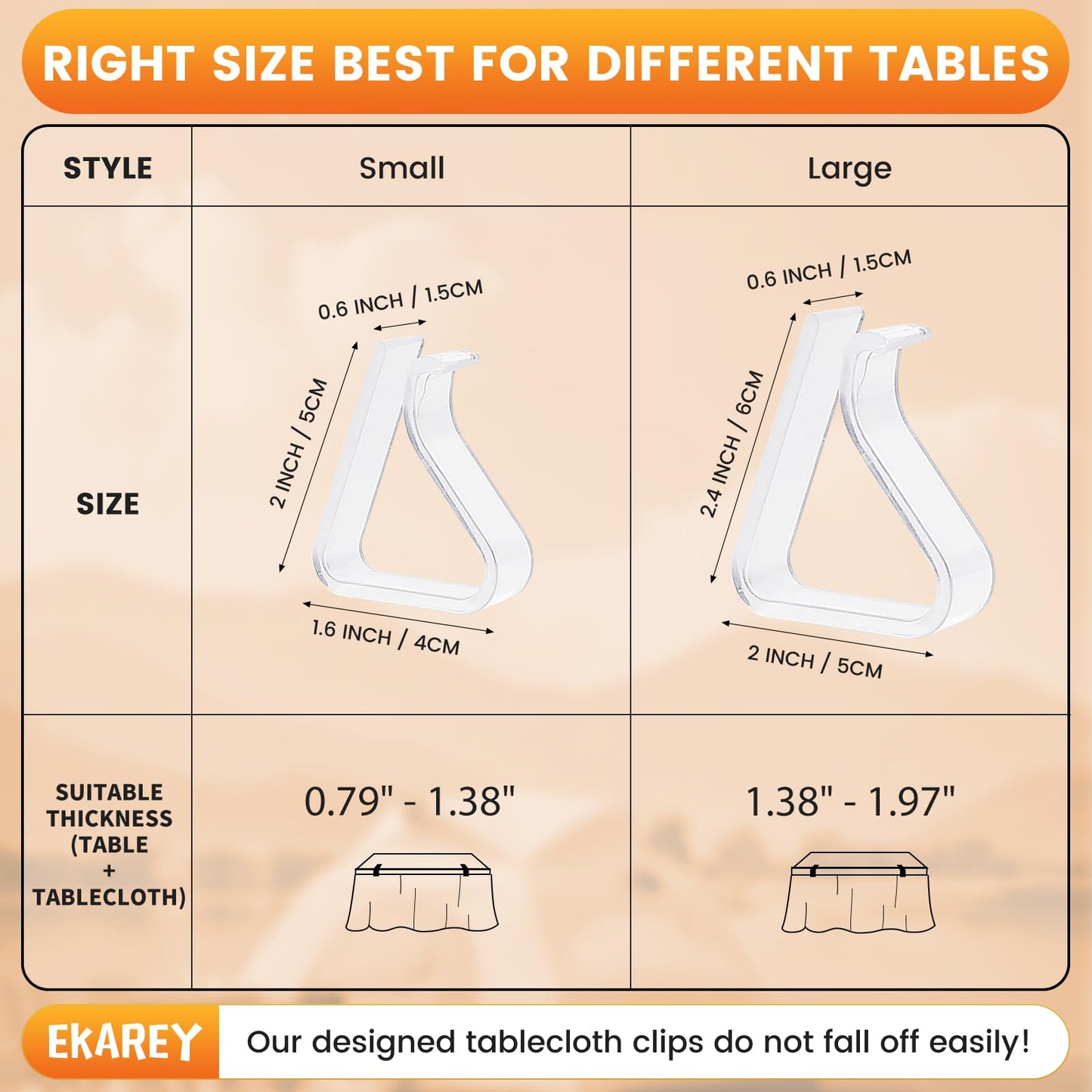 24 Pieces Clear Tablecloth Clips, Durable Plastic Table Cover Holders, Windproof Transparent Clamps for Securing Tablecloths Indoor Outdoor Party, Wedding, Christmas Event, Picnic, Camping (24, Large) BST220